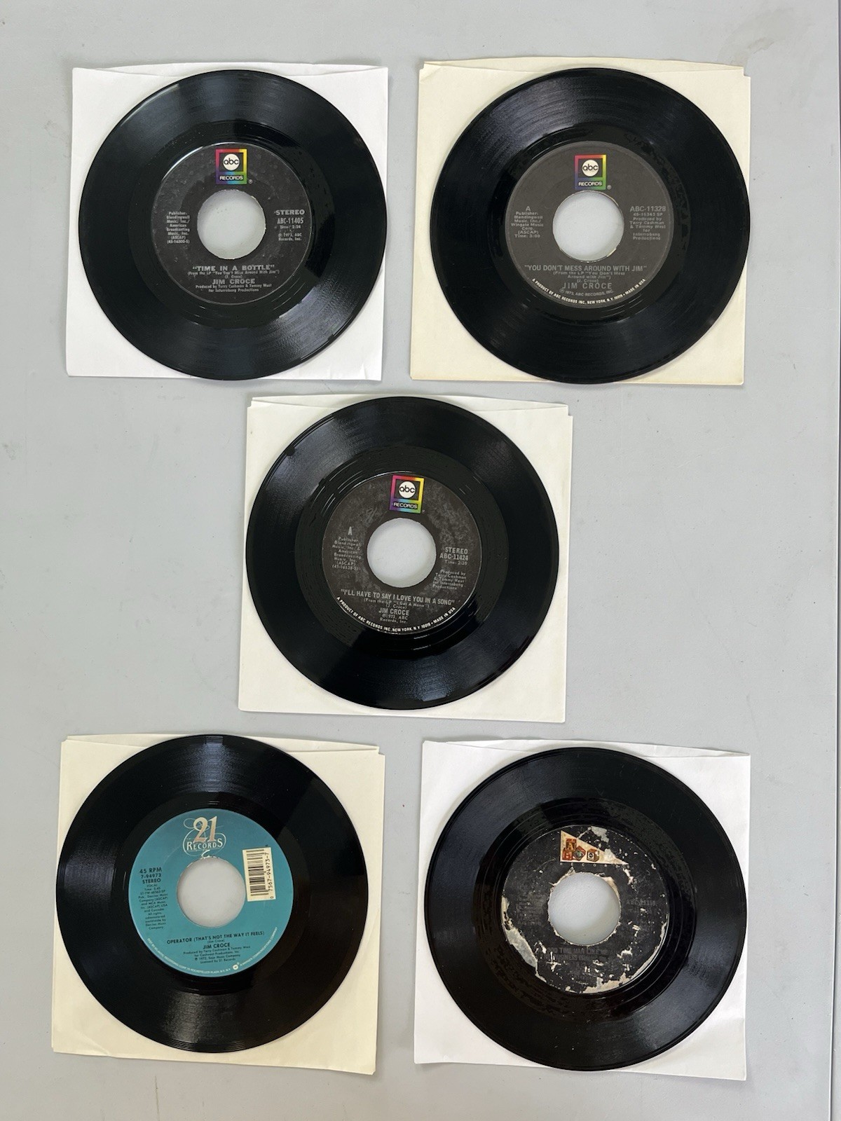 Lot of (5) Jim Croce 45 RPM Records – Lot #1