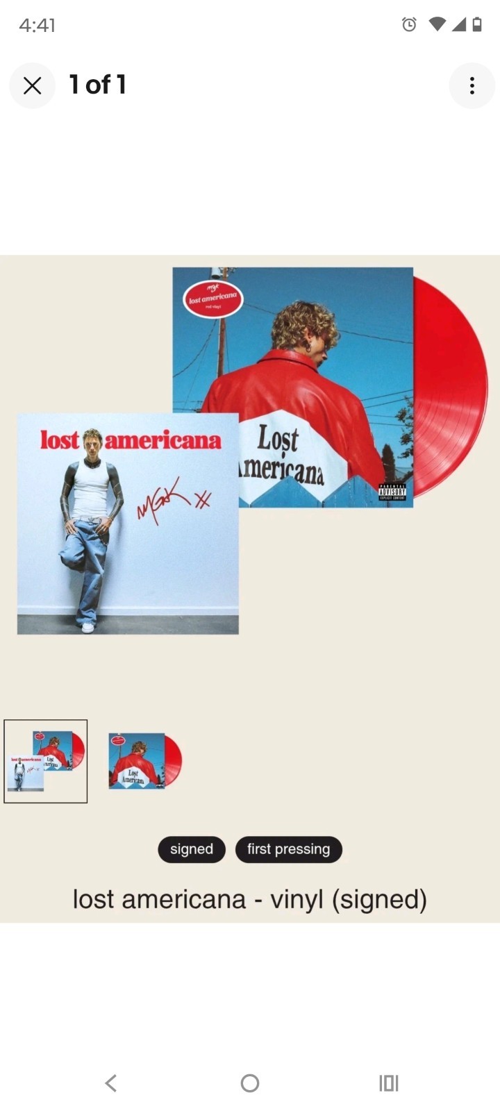 MGK/Machine Gun Kelly Lost Americana Red Vinyl + SIGNED artcard
