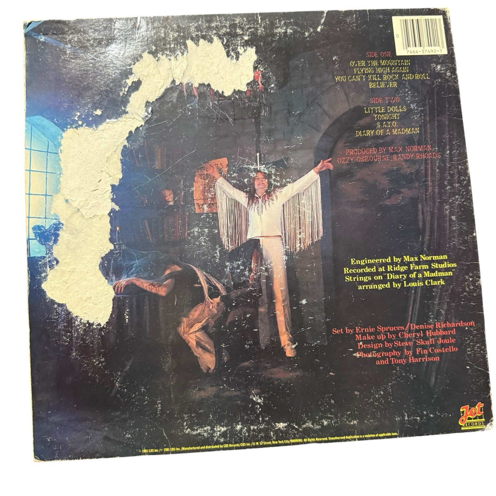Ozzy Osbourne Dairy Of A Madman Vinyl Cardboard Cover ONLY