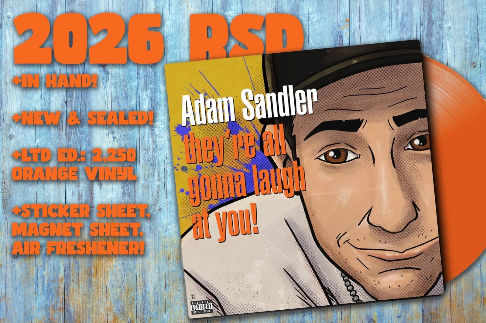 ADAM SANDLER: They’re All Gonna Laugh At You! 2026 RSD ORANGE Vinyl, NEW #/2250