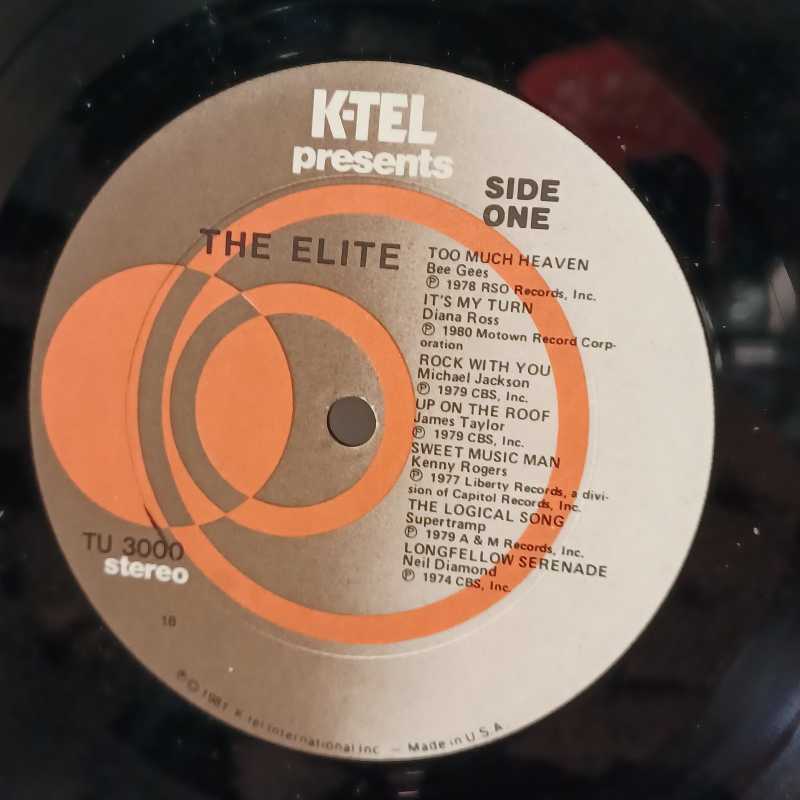 The Elite vinyl record Various Artists 1981 K-TEL TU 3000 VG+ / VG+