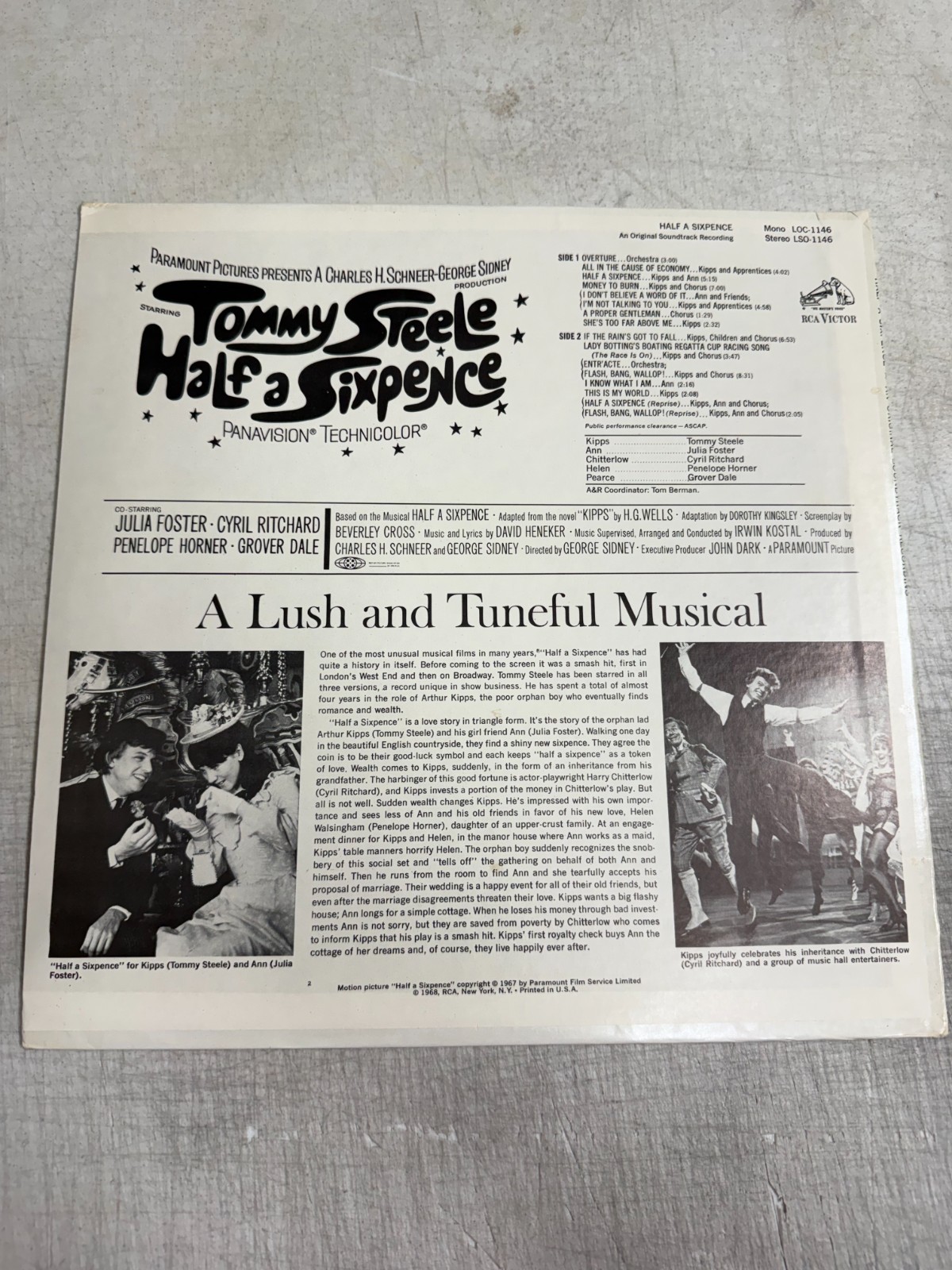 Tommy Steele Half A Sixpence Original Soundtrack Vinyl LP RCA Victor LOC-1146