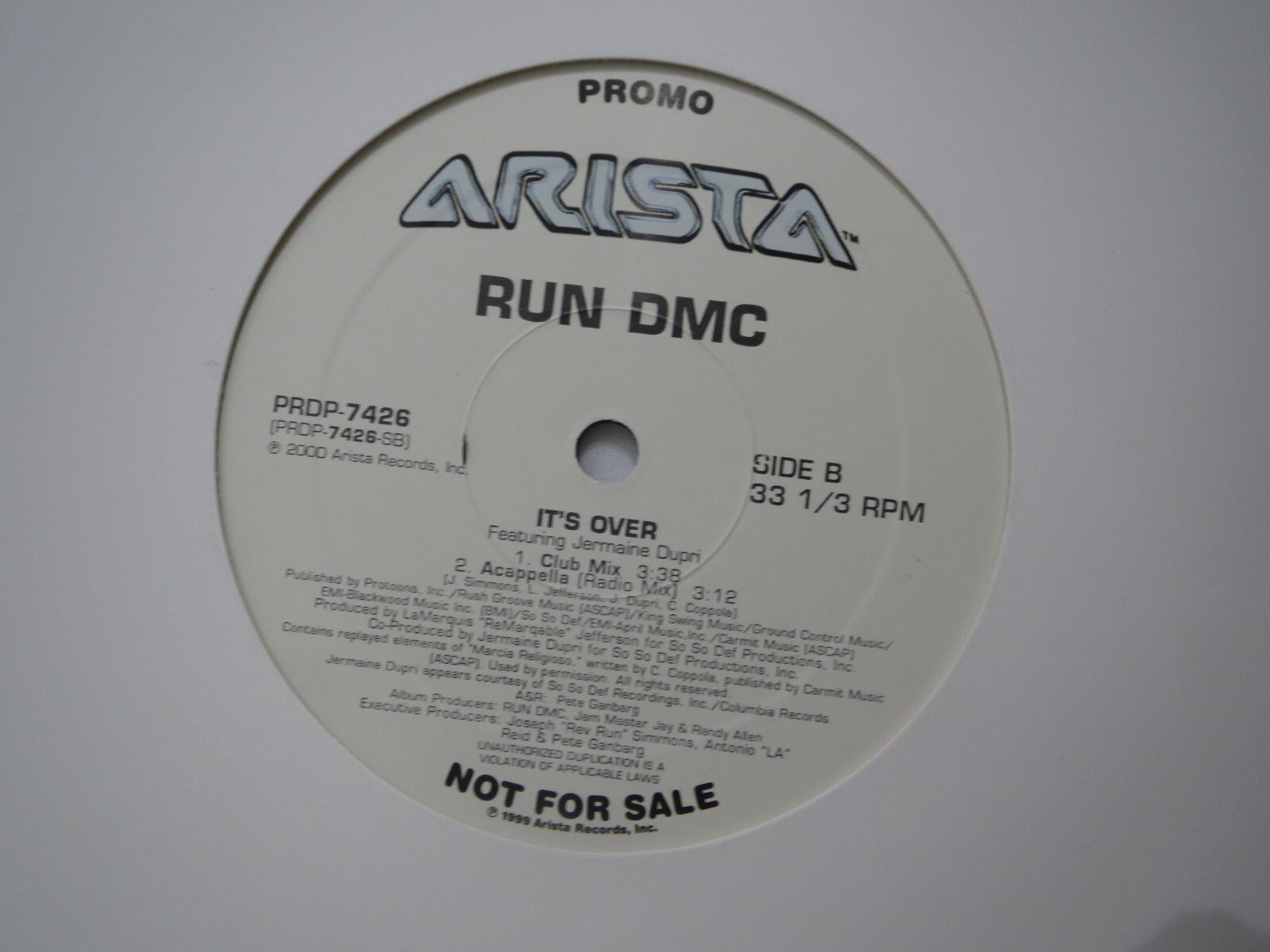 Run-DMC – It’s Over – Arista – PRDP-7426- Vinyl 12″ Record Single EP Promo 1999