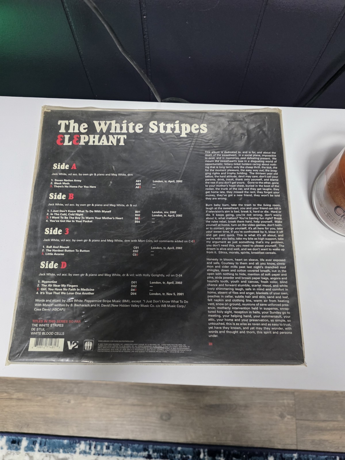 The White Stripes Elephant 2xLP Red & White Color Vinyl Gatefold 2003 V2 Records