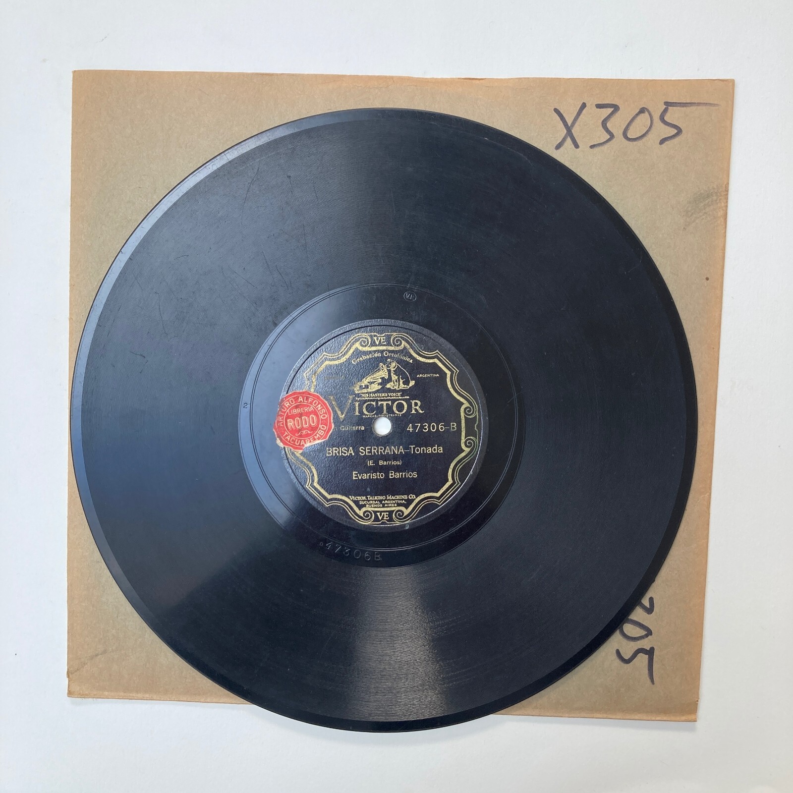 ARGENTINA ~ EVARISTO BARRIOS FOLK GUITAR ~ GREAT ~ HEAR ~ 78 rpm ~X 305