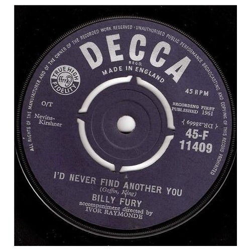 Billy Fury – I’d Never Find Another You / Sleepless Nights