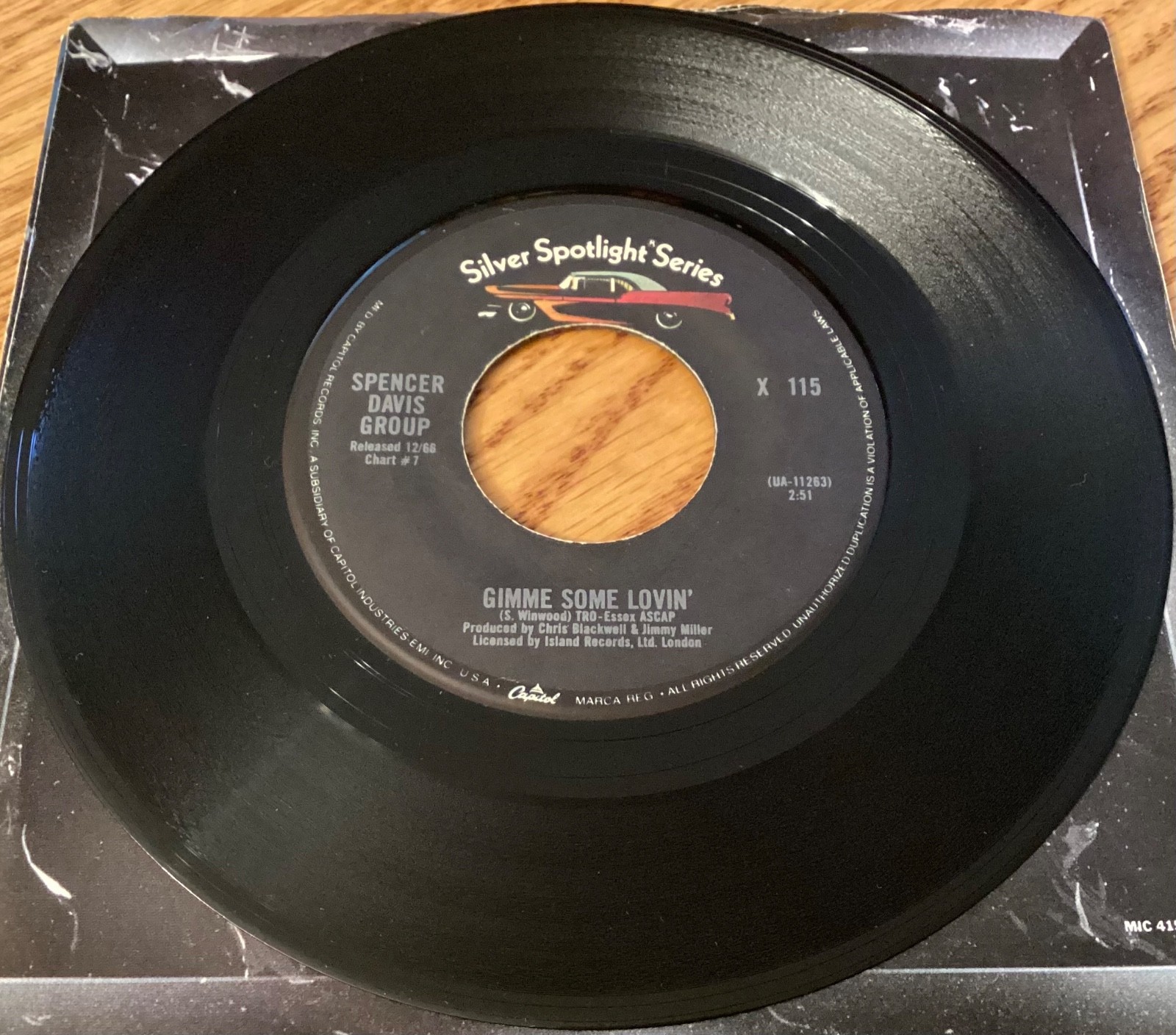 Spencer Davis Group “Gimme Some Lovin’ / Keep On Running” 7″ 45 rpm record