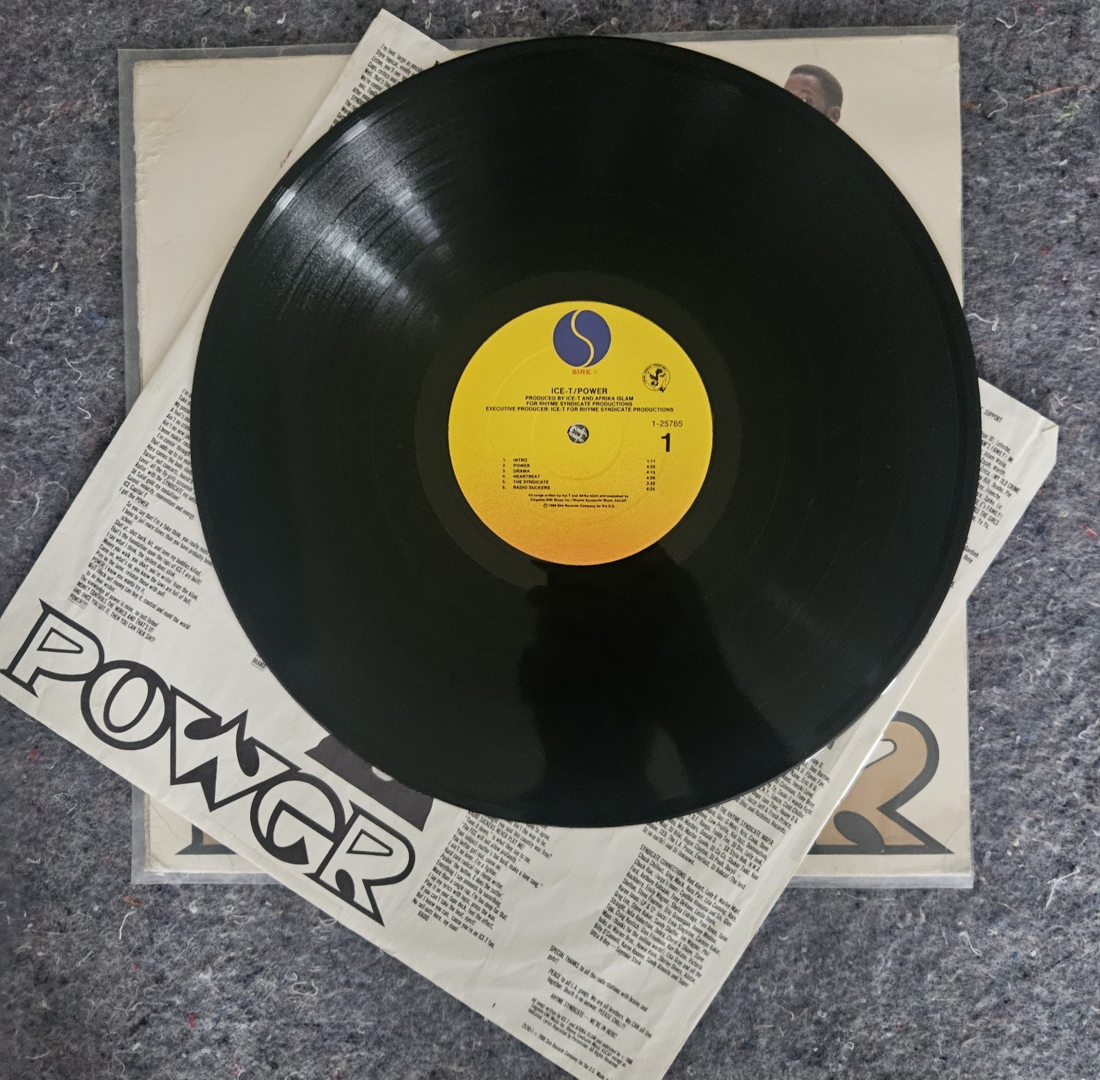 Ice-T Power Vinyl LP Album 1988 Vintage1 -25765 Sire G++ Condition