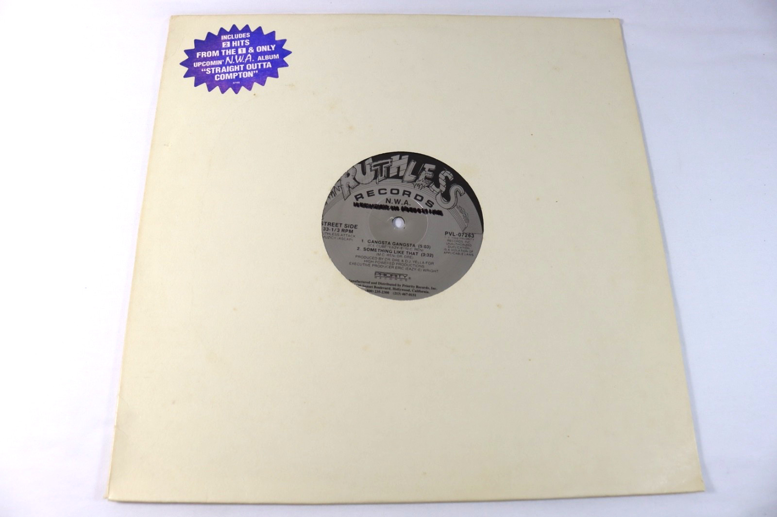 N.W.A. Straight Outta Compton Gangsta DEMO PROMO Record Vinyl LP Album PVL-07263