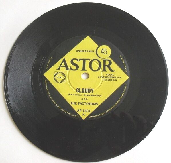 The Factotums Cloudy Rare Import 1967 7″ 45rpm Record Single British Rock Music