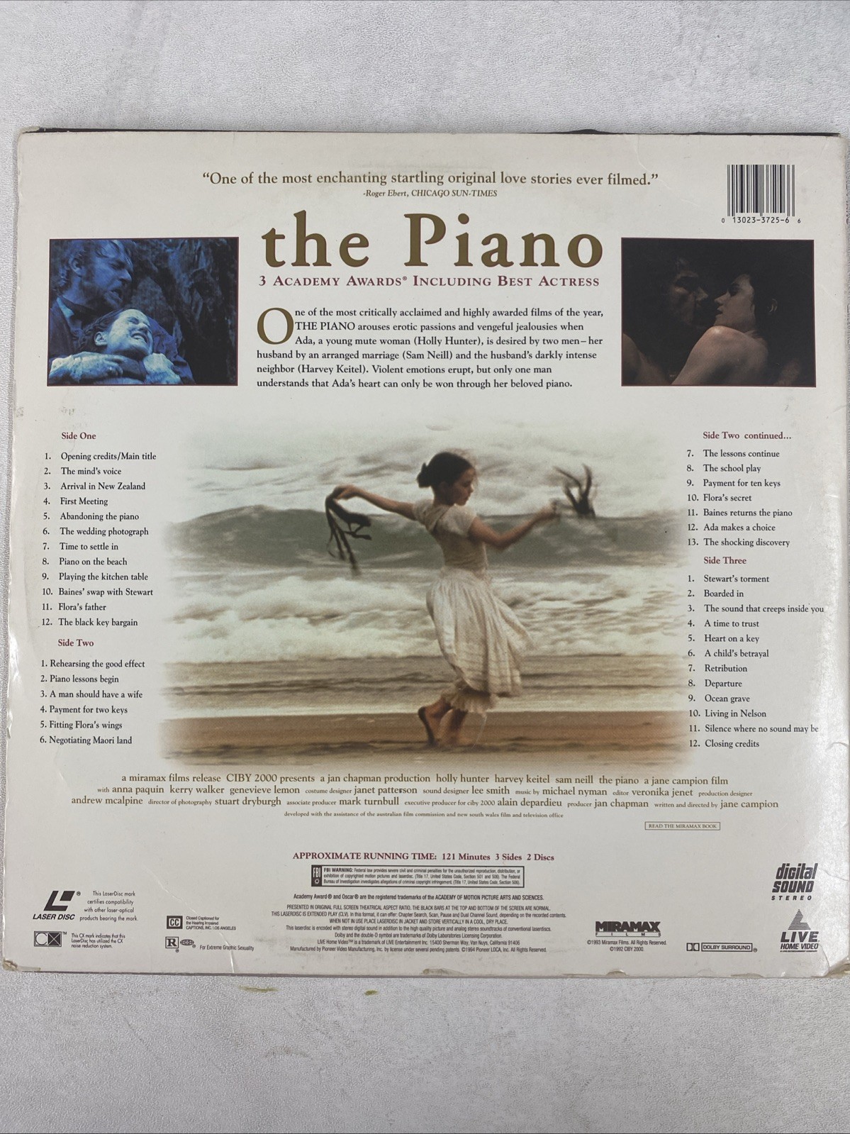 “The Piano” Widescreen Edition Laserdisc LD – Holly Hunter Harvey Keitel 2-disc