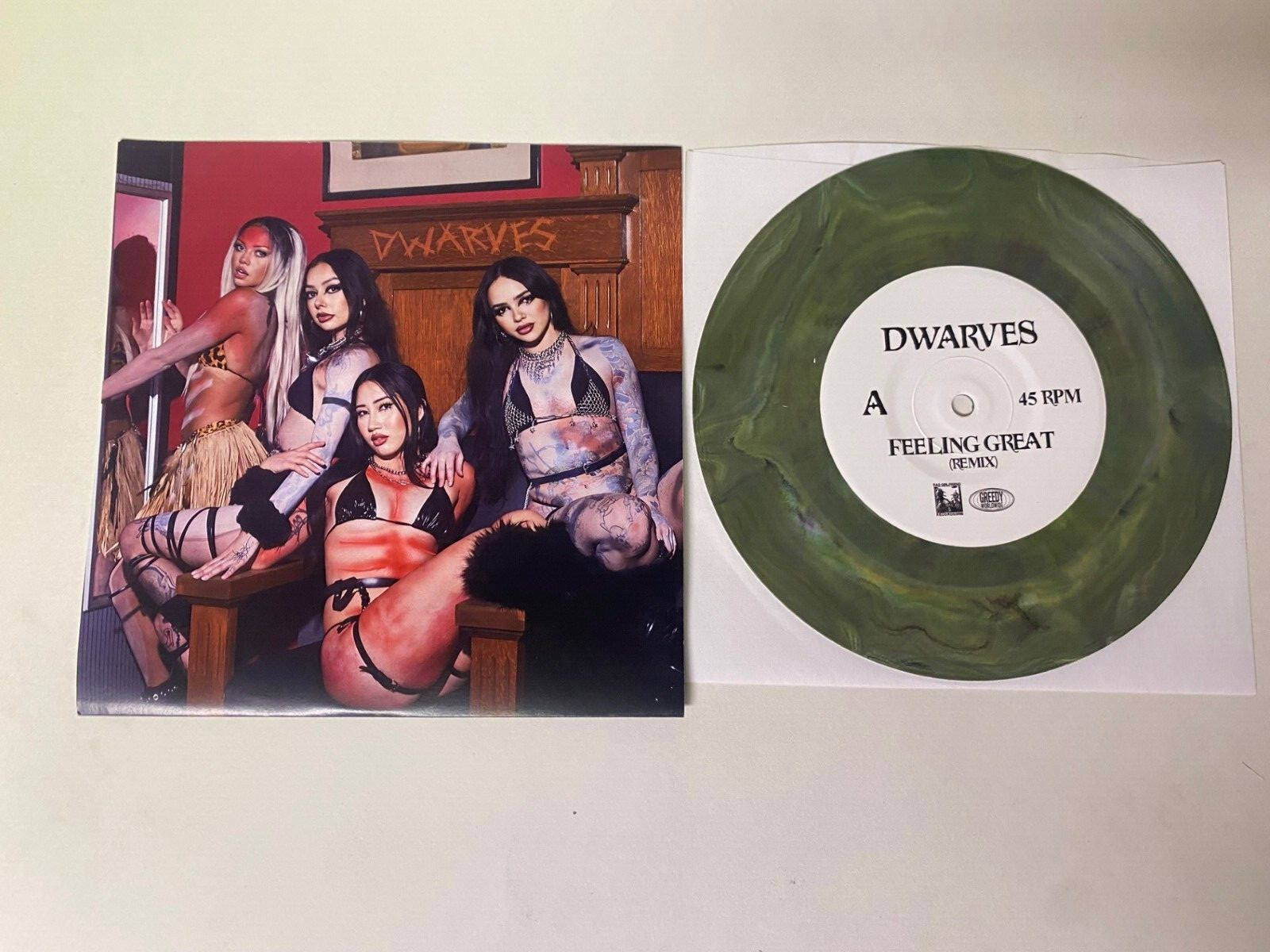 The Dwarves / Ralph Champagne Split 7″ Vinyl Green Black & White Marble Color
