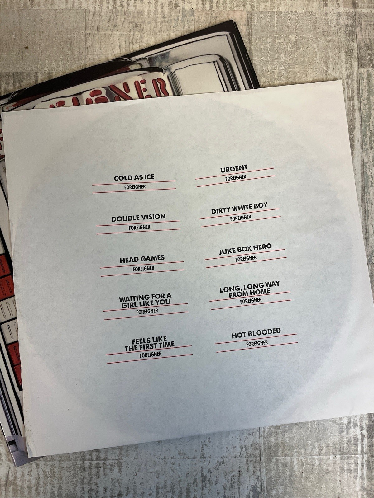 Foreigner records jukebox style LP cover Atlantic 80999-1 record vinyl album
