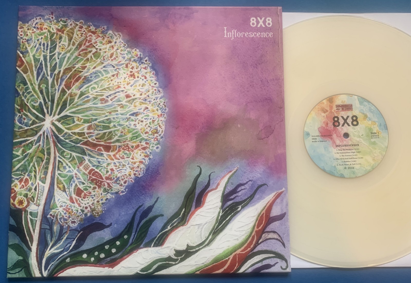 8X8 – Inflorescence~ UK 2016 Sugarbush Records Opal Vinyl LP