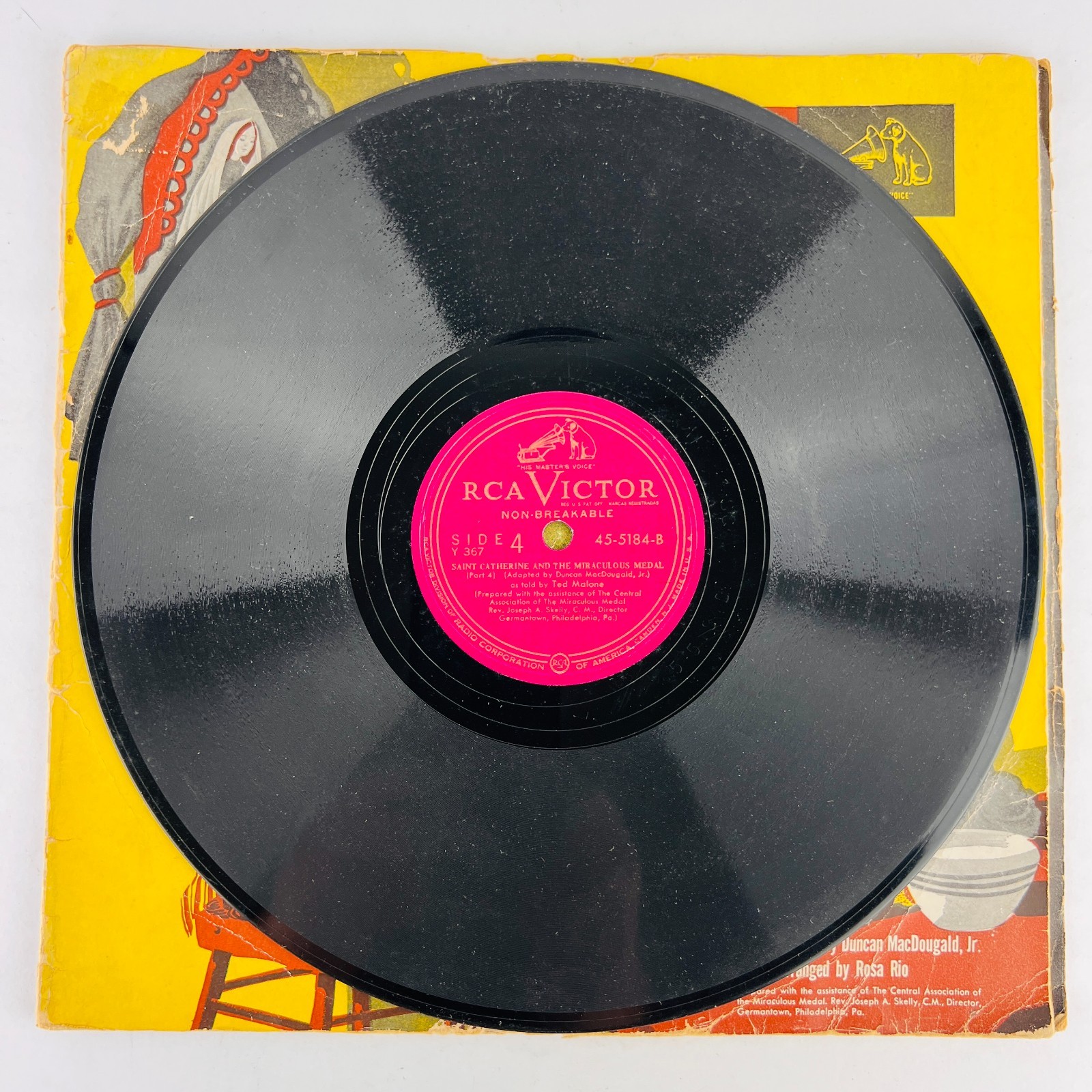 Ted Malone – Saint Catherine And The Miraculous Medal 78RPM Single Record 2x 10″