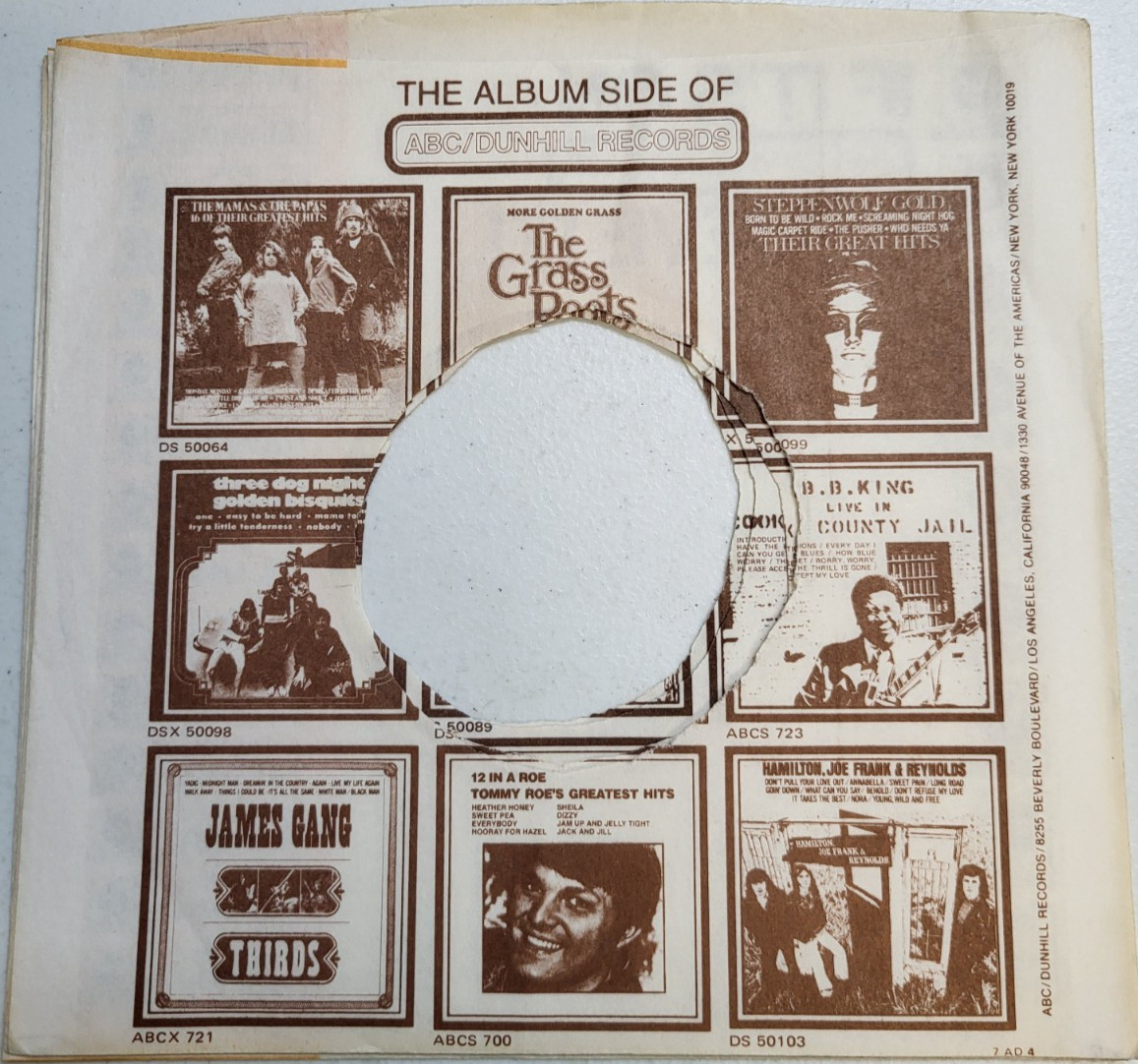 Company Sleeve 45 ABC / Dunhill – White & Yellow w/ Brown Text, Cover(1972) AD-4