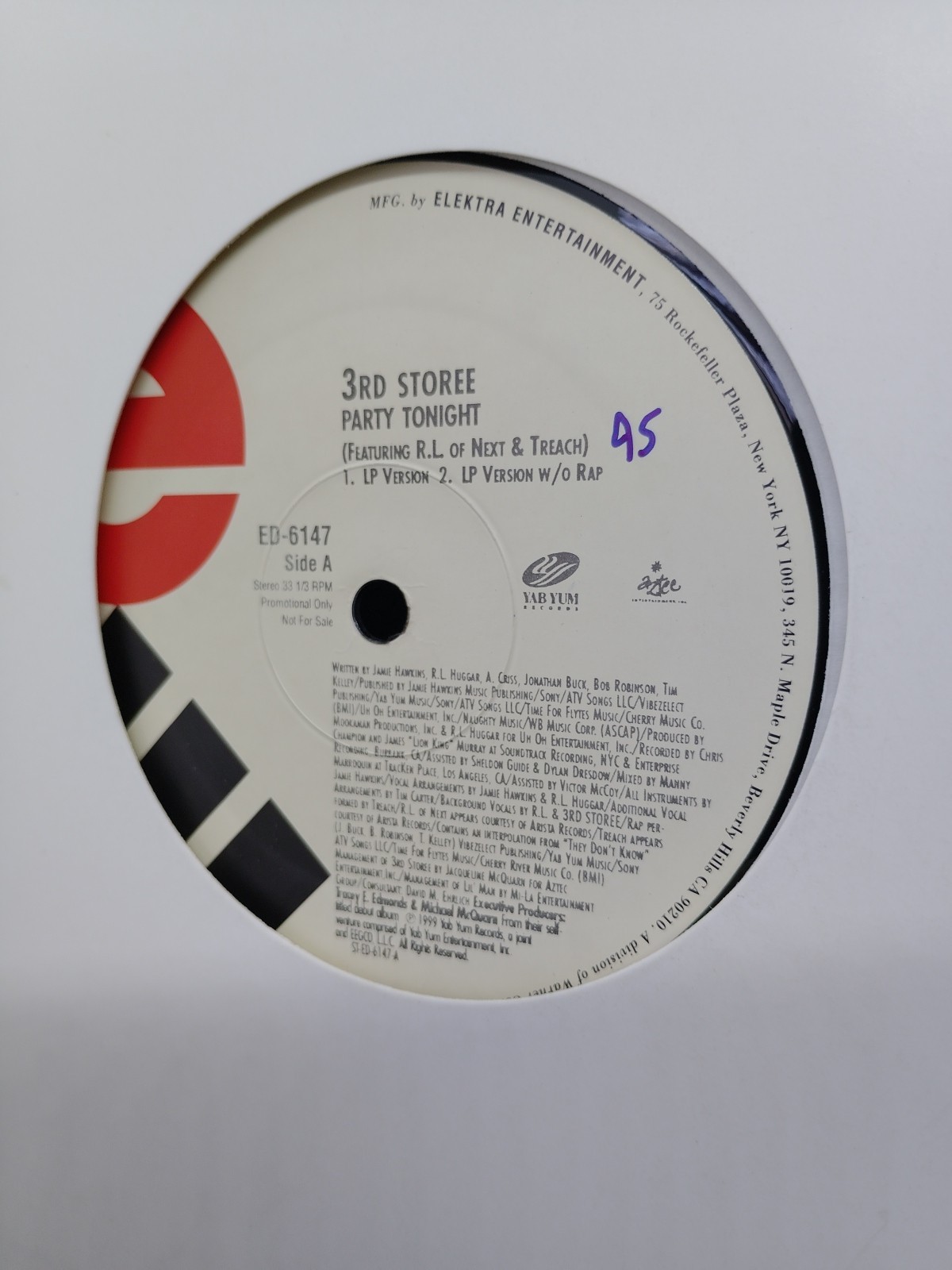 3rd Storee – Party Tonight Ft R.L. & Treach VG Promo 12 Inch Vinyl
