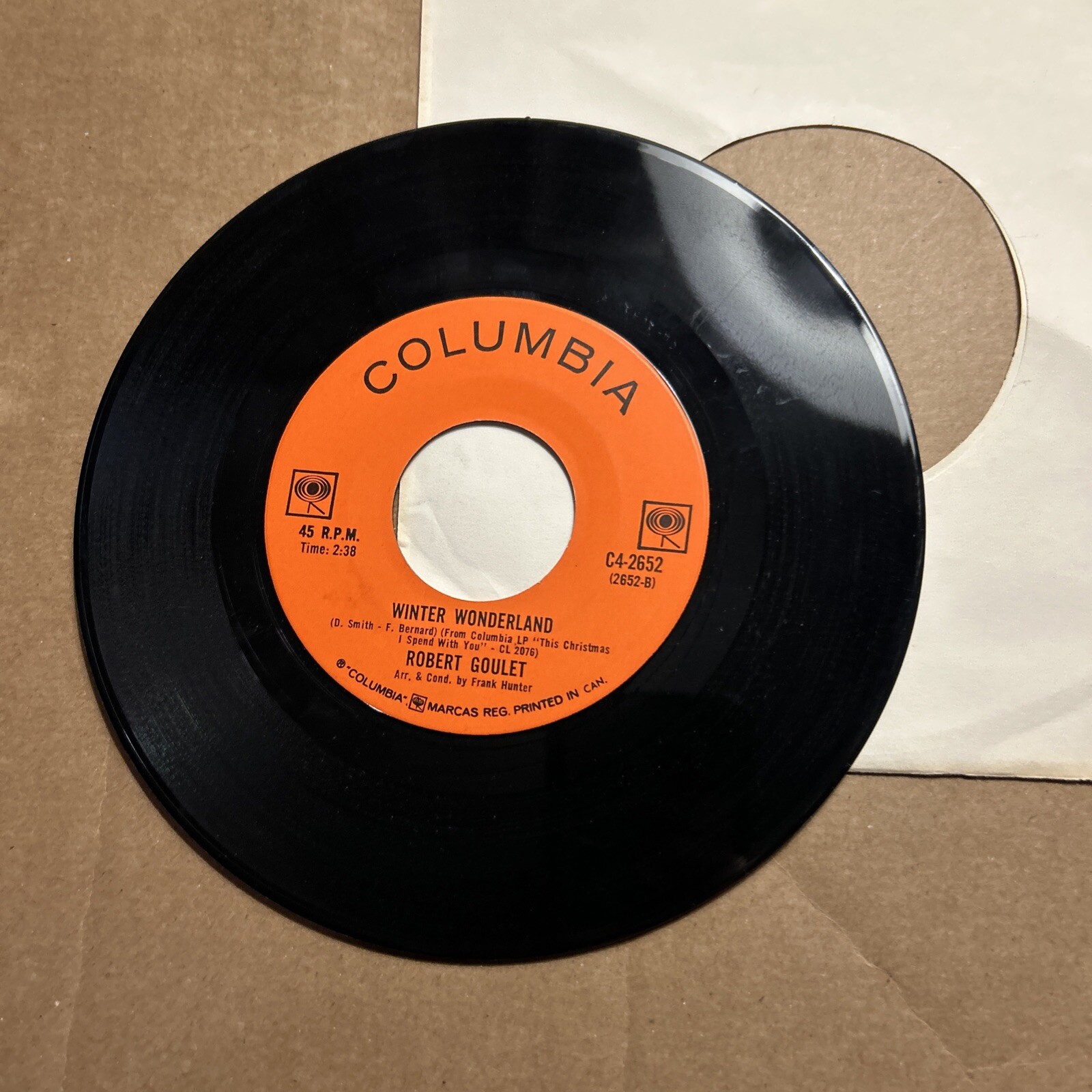 Robert Goulet December Time/Winter Wonderland Columbia Records 45 Christmas