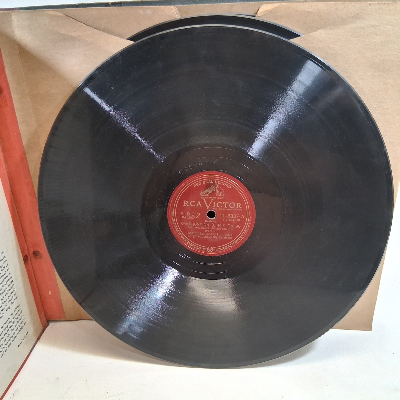Brahms Symphony No 3 In F, Op.90 Record Vinyl 78RPM 12″ LP DM1007 Koussevitzky