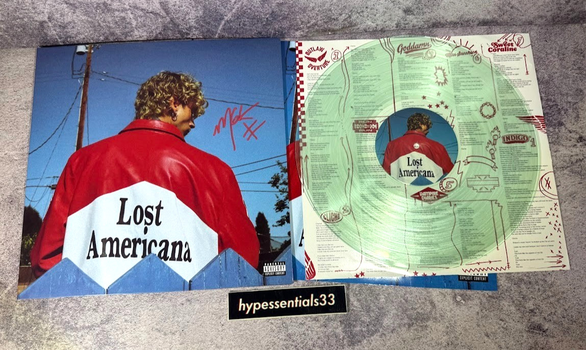 MGK lost Americana Vinyl LP SIGNED ON COVER Soda Pop Bottle Clear Vinyl In Hand