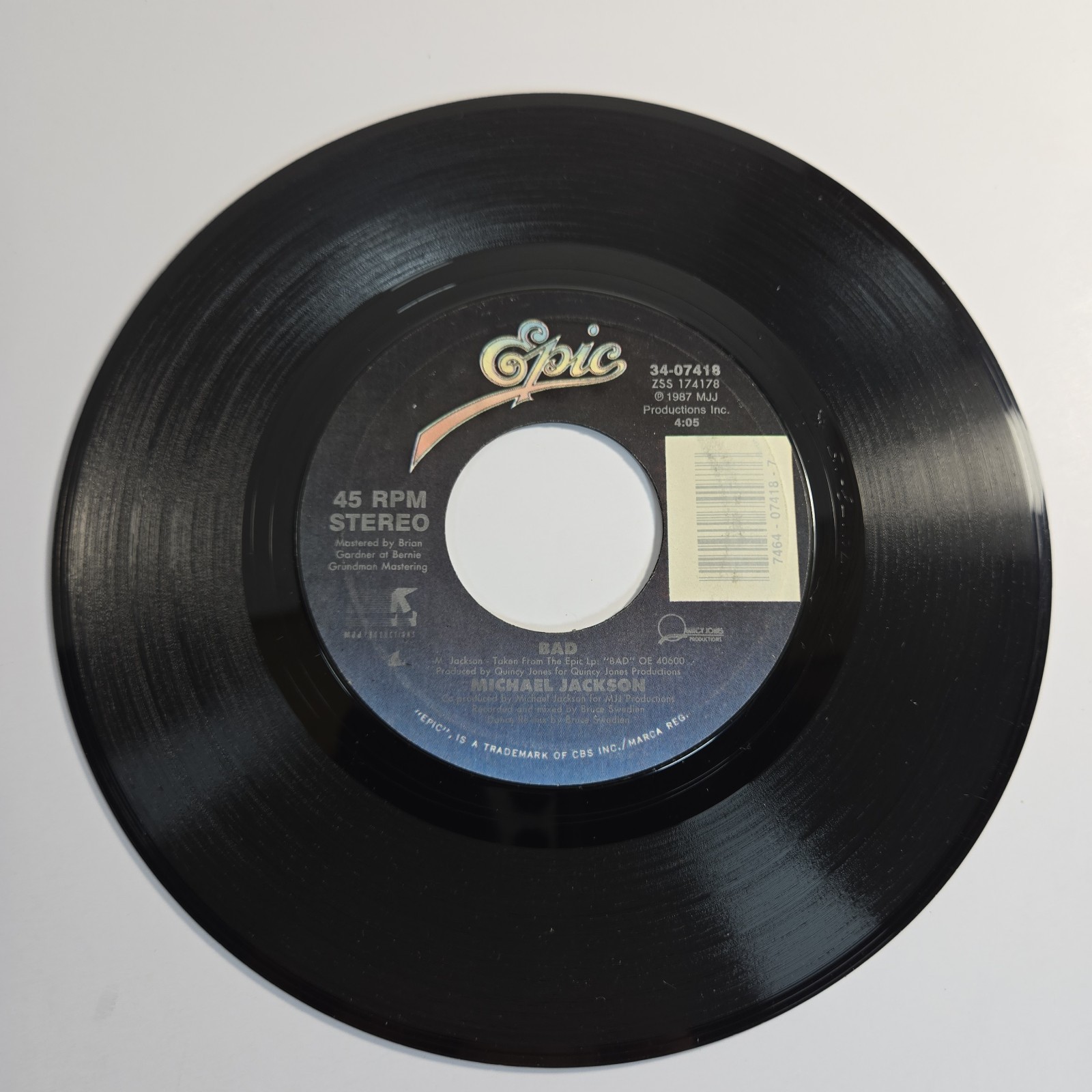 Michael Jackson “Bad” 45 Vg+ Tested 1982 Jukebox Picture Sleeve Rare