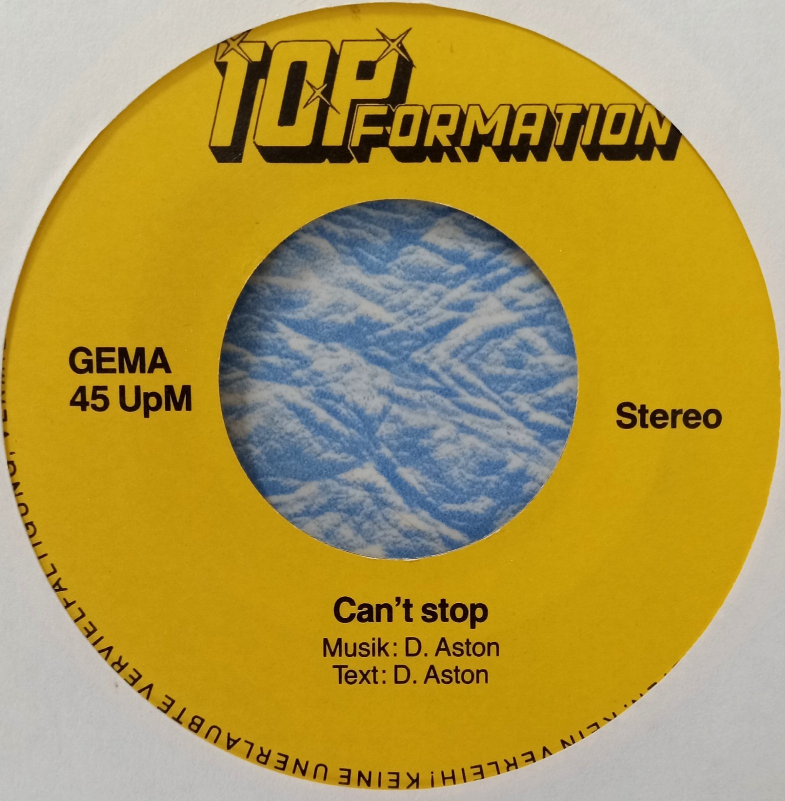 hear RARE GERMAN SYNTH POP NEW WAVE 45 Top Formation “No Never / Can’t Stop”