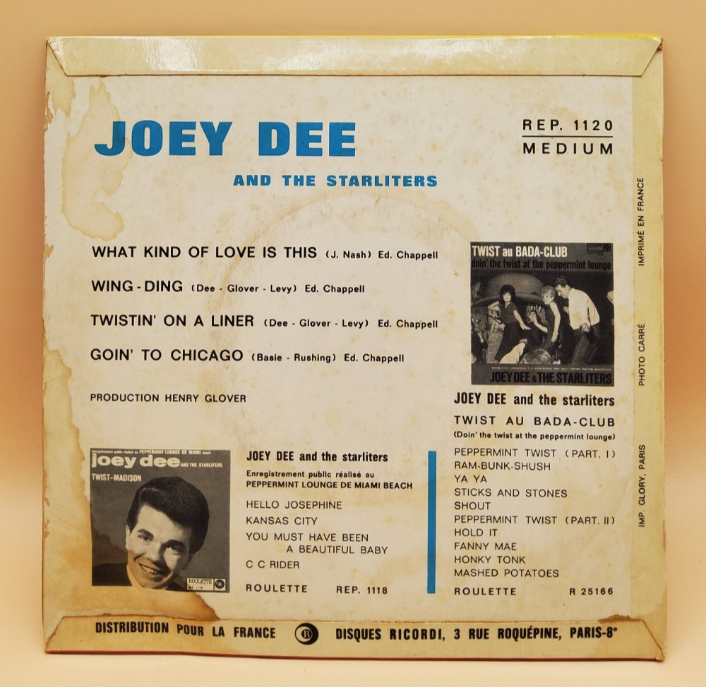 Joey Dee & The Starliters Wing-Ding 7″ scarce EP 1962 Roulette France REP 1120