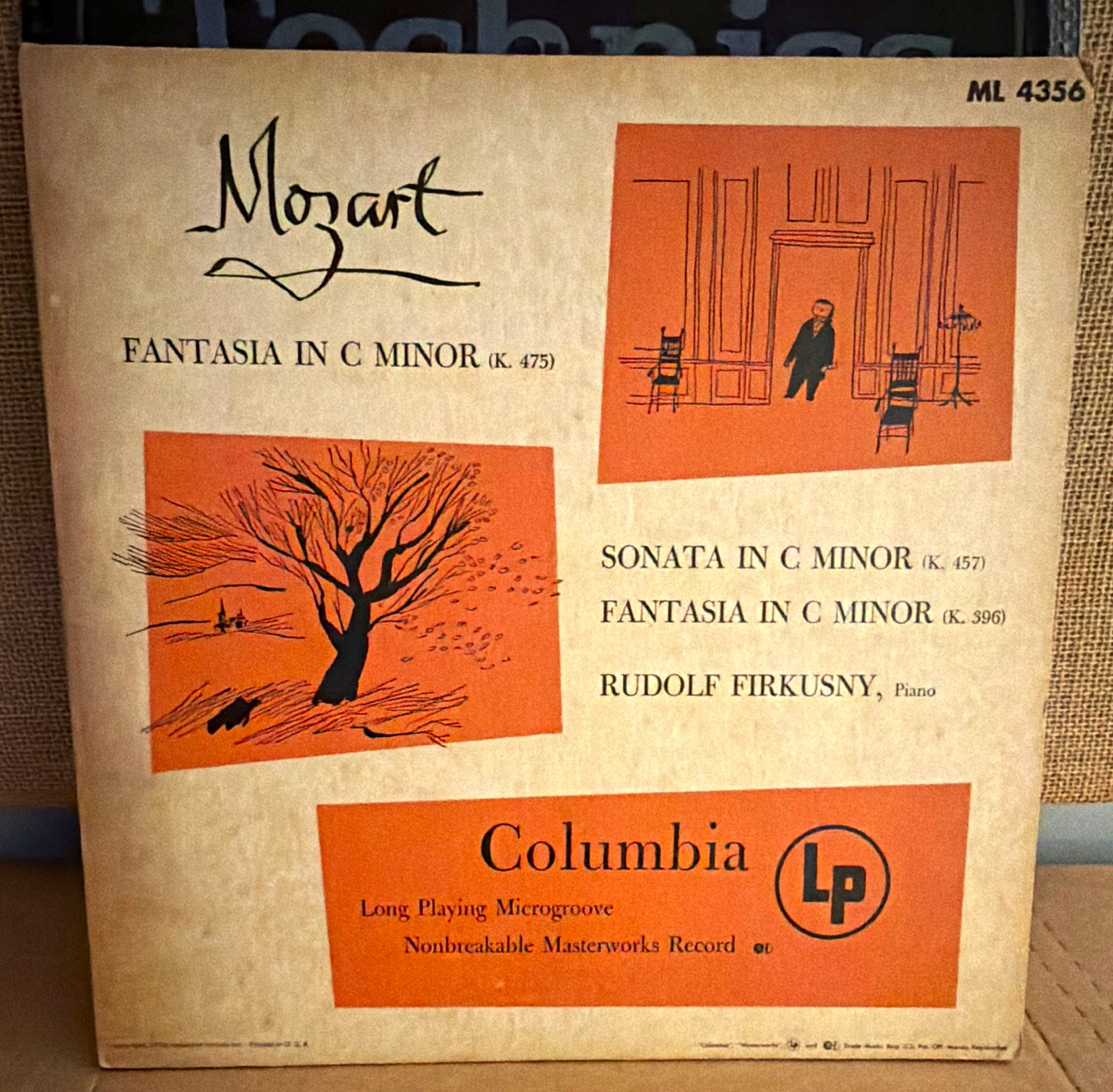 Columbia Masterworks Mozart Fantasia in C Minor K.475 Piano LP ML 4356