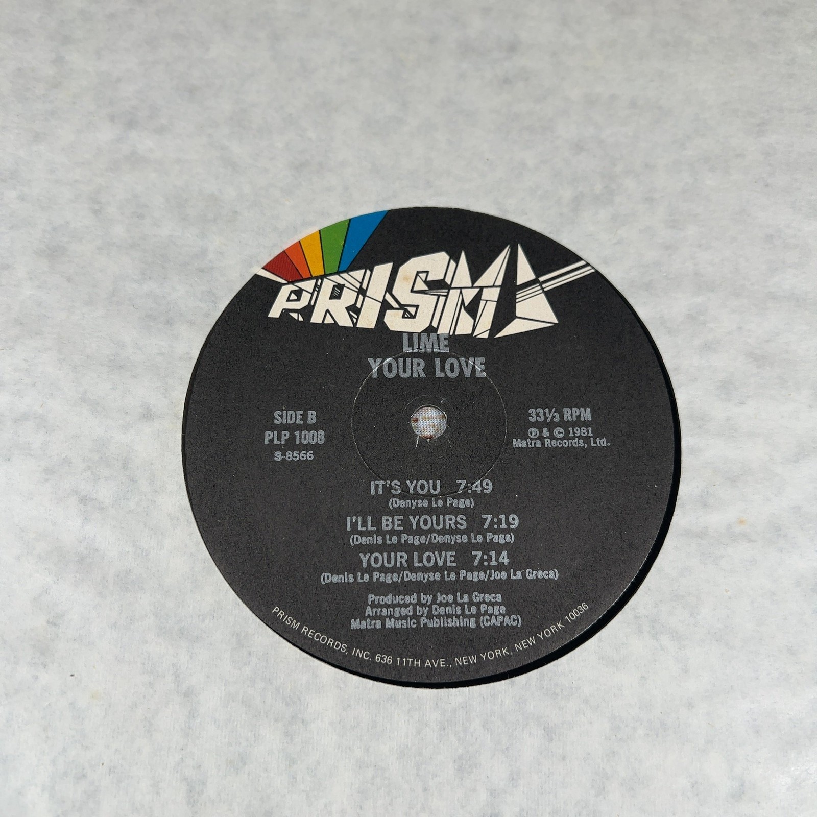 Lime Your Love Vinyl LP Prism Records Hi NRG Disco Electro Funk Canada 1981 80s