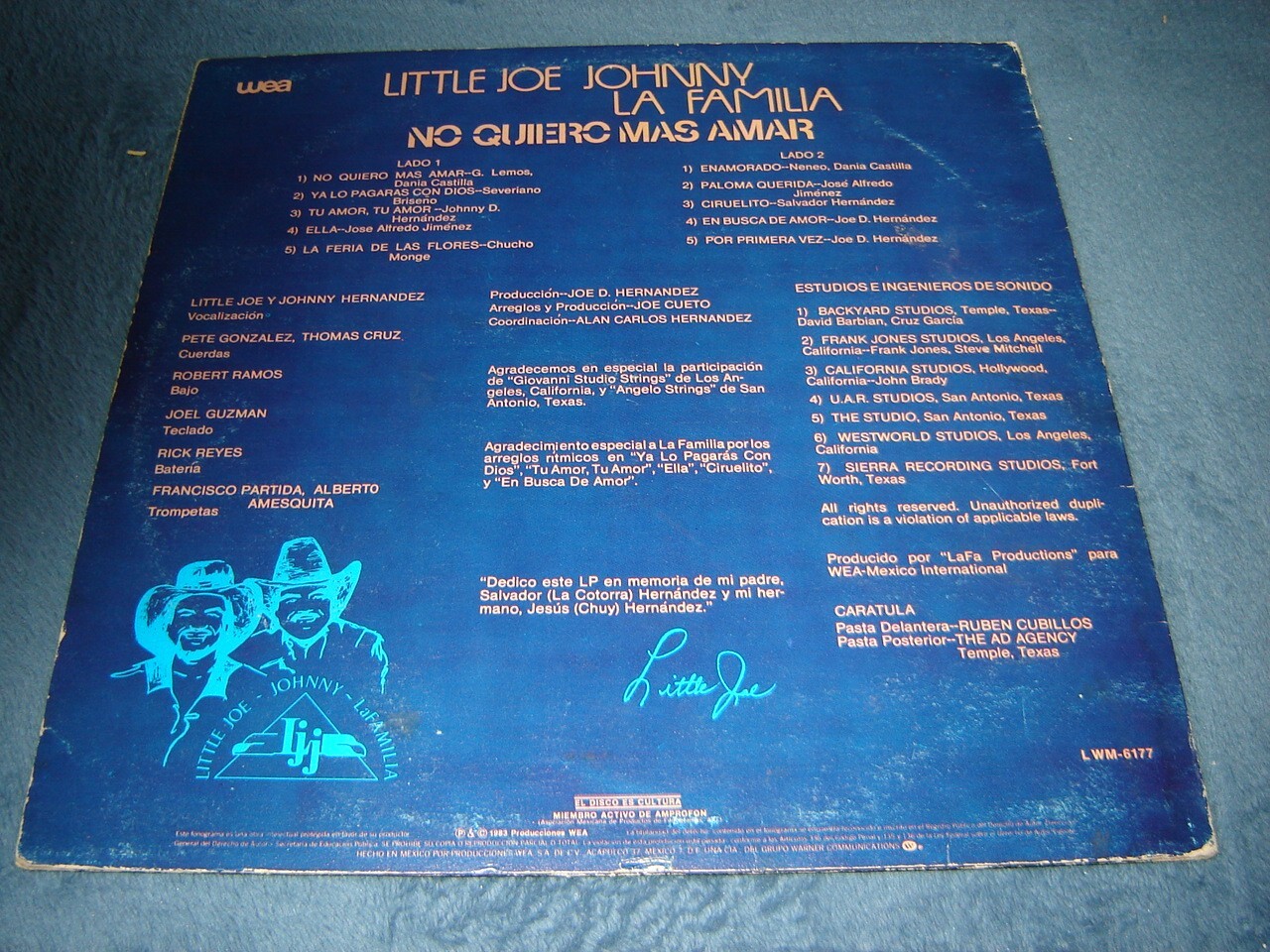 Little Joe, Johnny, La Familia – No Quiero Mas Amar LP Latin 1983 Mexico press