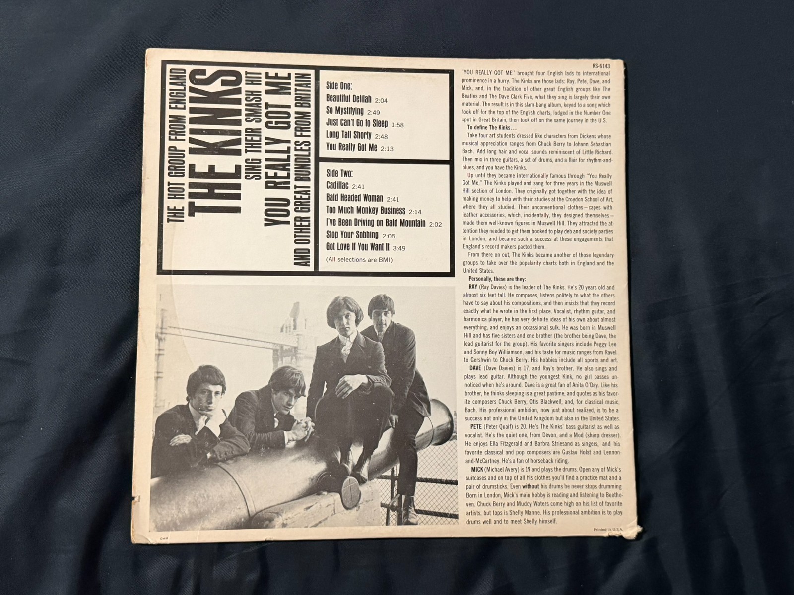 ROCK LEGEND THE KINKS YOU REALLY GOT ME DAVE DAVIES HAND SIGNED ALBUM WITH PROOF