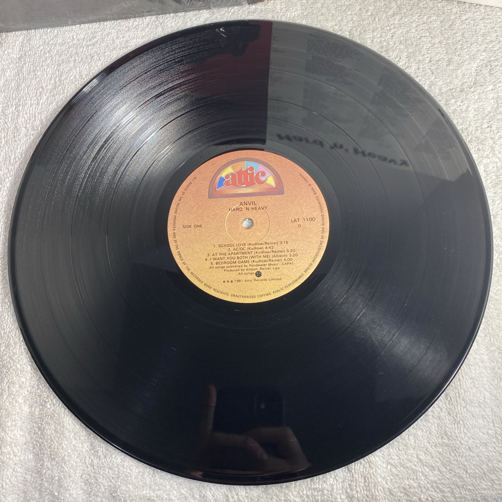 ANVIL Hard ‘N’ Heavy ATTIC LP Upper VG Canada Import Hard Rock Heavy Metal