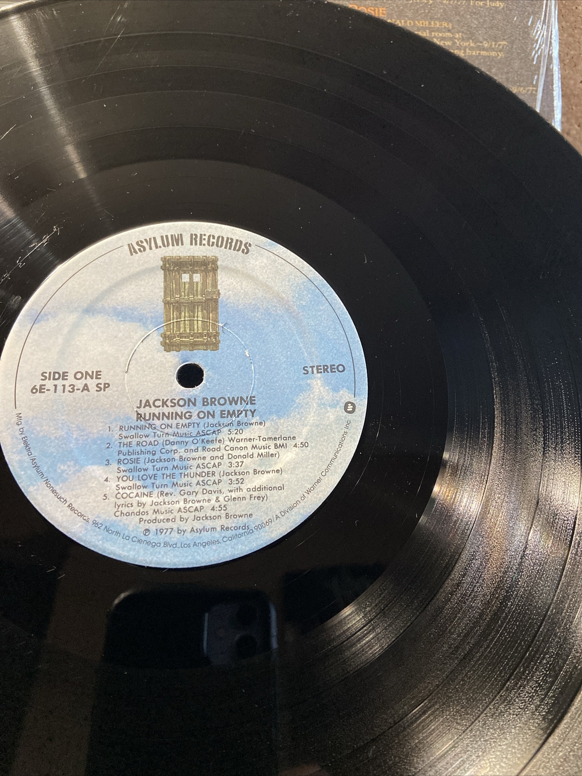 JACKSON BROWNE Running on empty VINYL LP 1977 Asylum 6E-113 /Shrink/ Free Ship