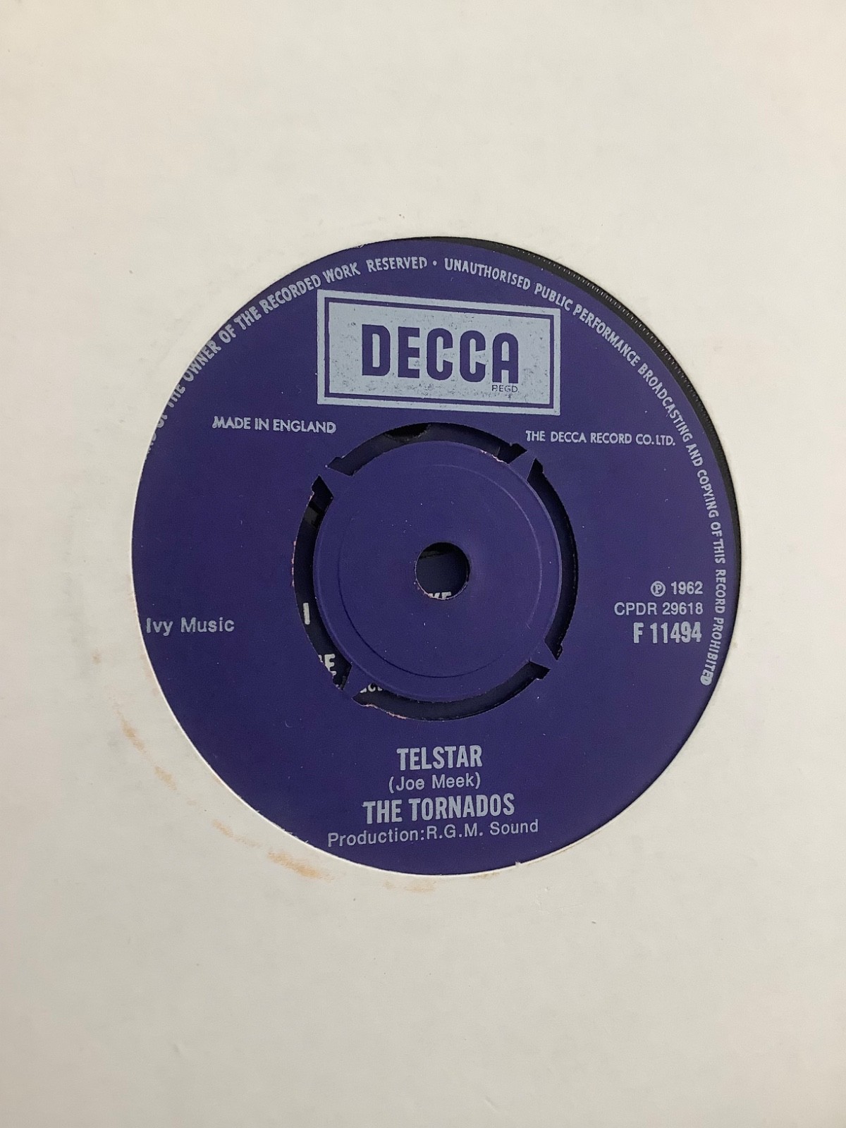 The Tornados. Telstar. 7″ single. 1962. Decca