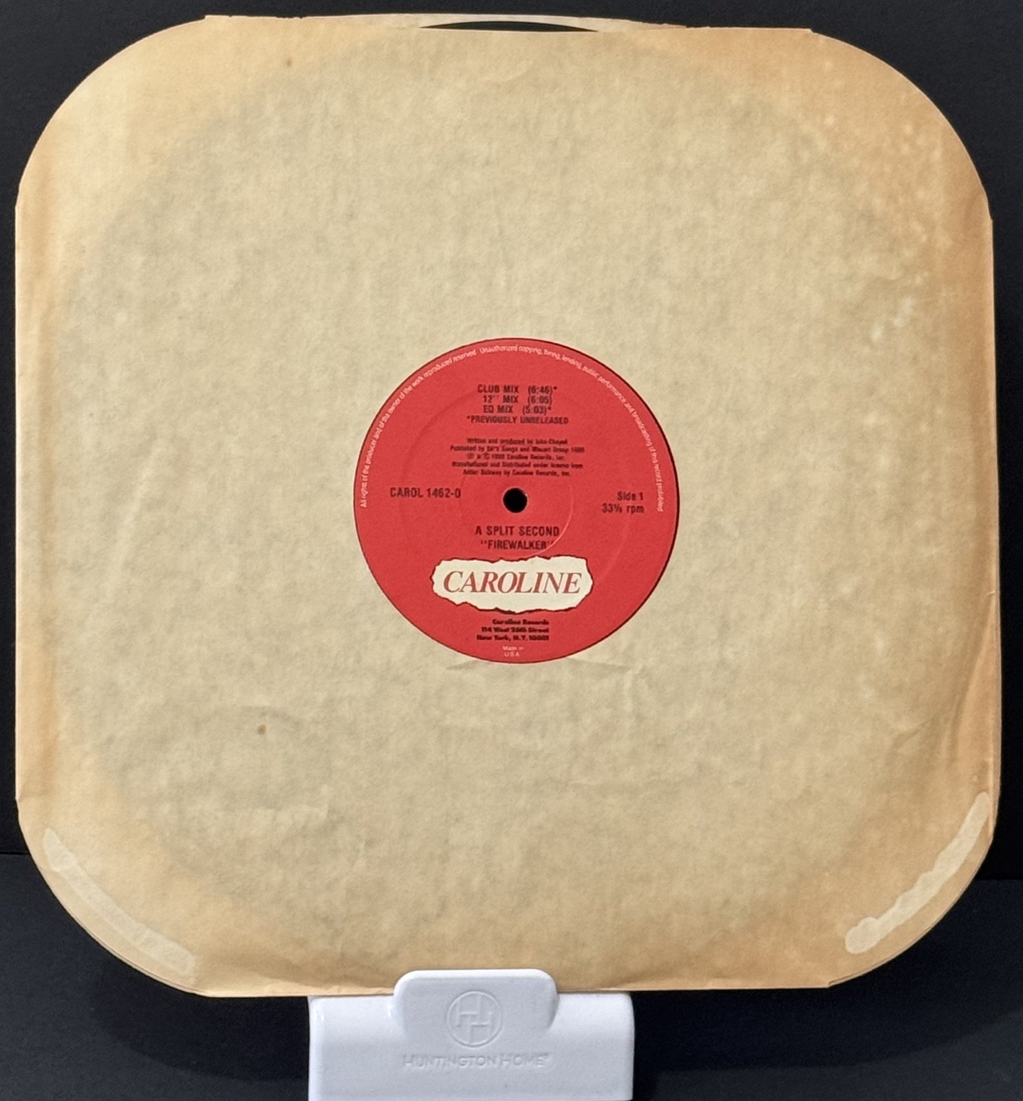 A Split-Second – Firewalker 12″ VG+/G+ 1990 Caroline Industrial EBM Rave
