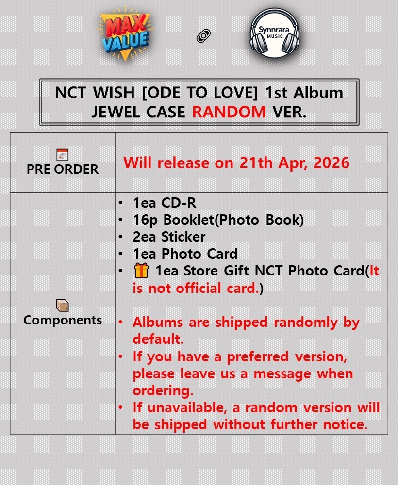 NCT WISH [ODE TO LOVE] 1st Album JEWEL CASE RANDOM Ver /CD+P.Book+2Sticker+Card