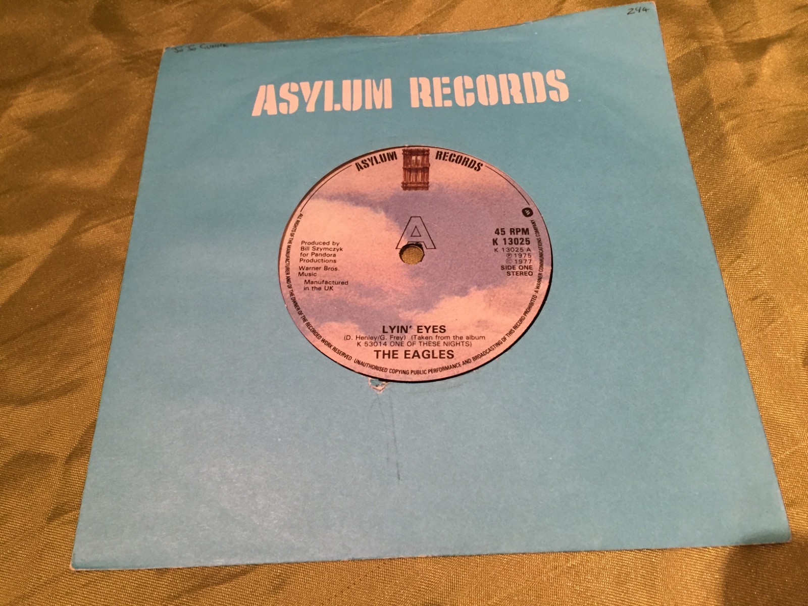 THE EAGLES Lyin’ Eyes/Too Many Hands ASYLUM RECORDS 1977 UK 7″ VG