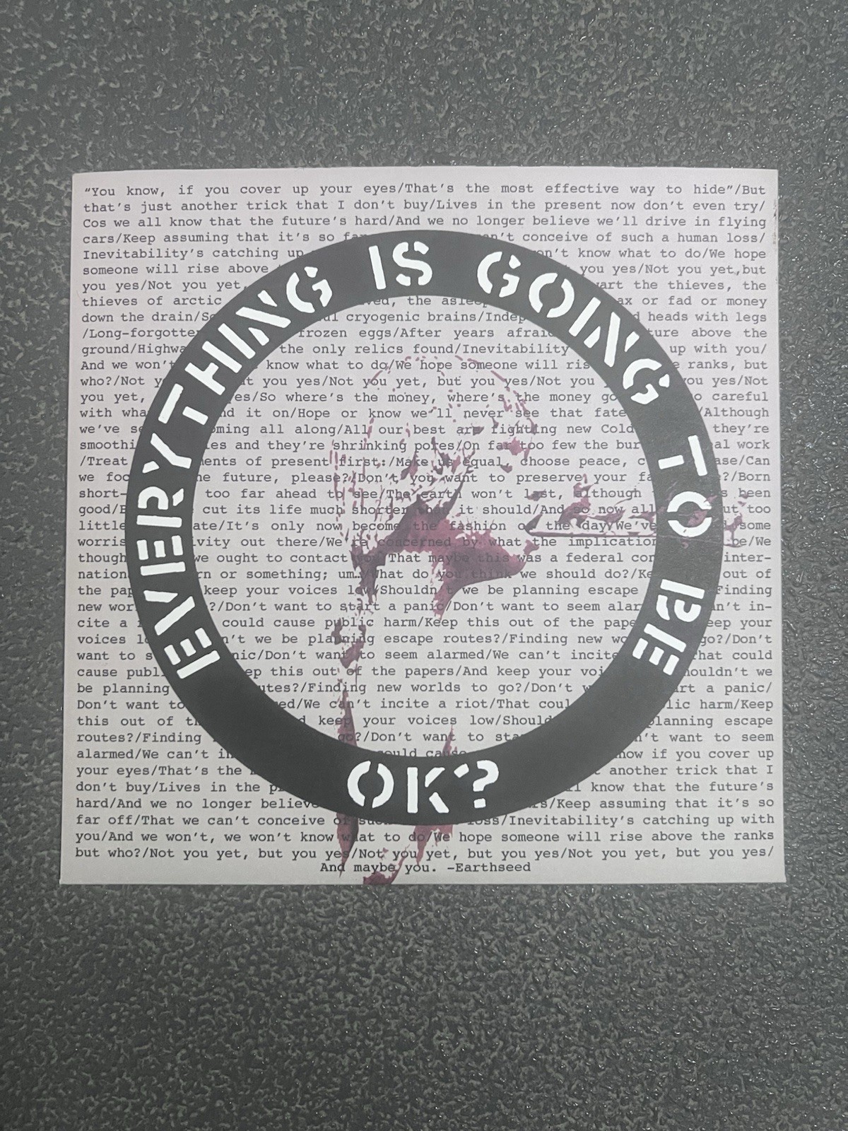 Ok? ‘Everything Is Going To Be’ 7” Crass Rudimentary Peni Flux Of Pink Indians