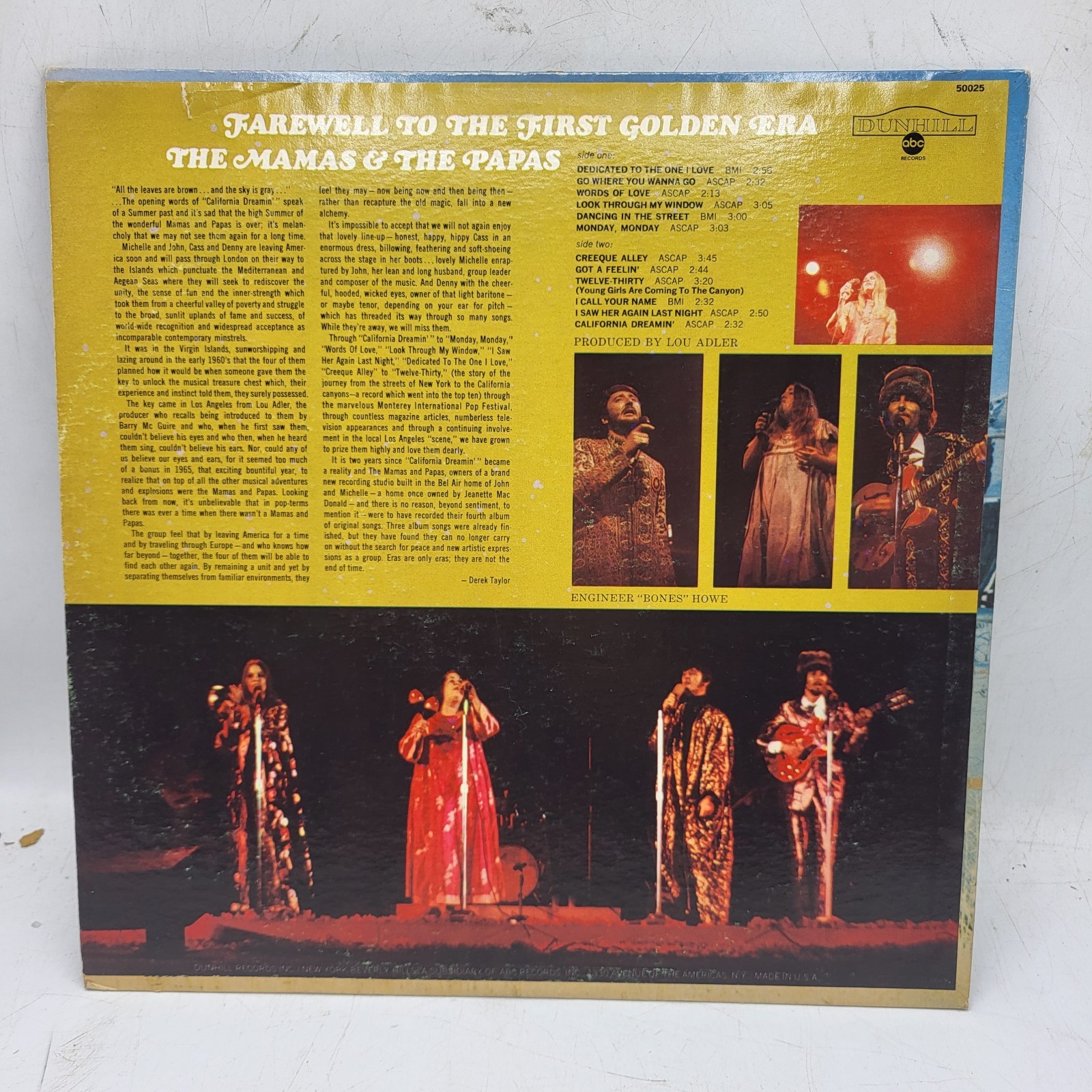 The Mamas & The Papas Farewell to the First Golden Era Vinyl LP Dunhill 50025