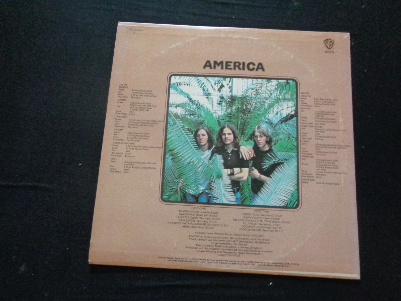 AMERICA Self-Titled Band Album AMERICA 1971 WARNER BROS Vintage Record Vinyl LP