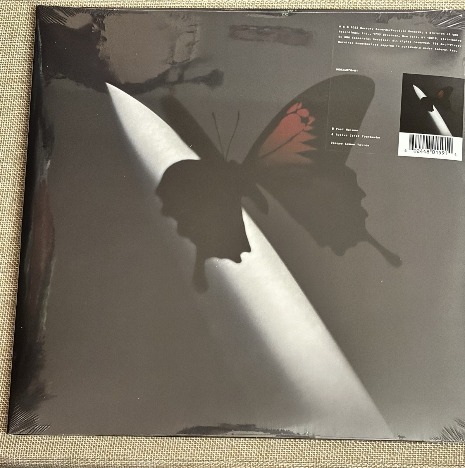 Post Malone Twelve Carat Toothache Yellow Vinyl Record. NEW!