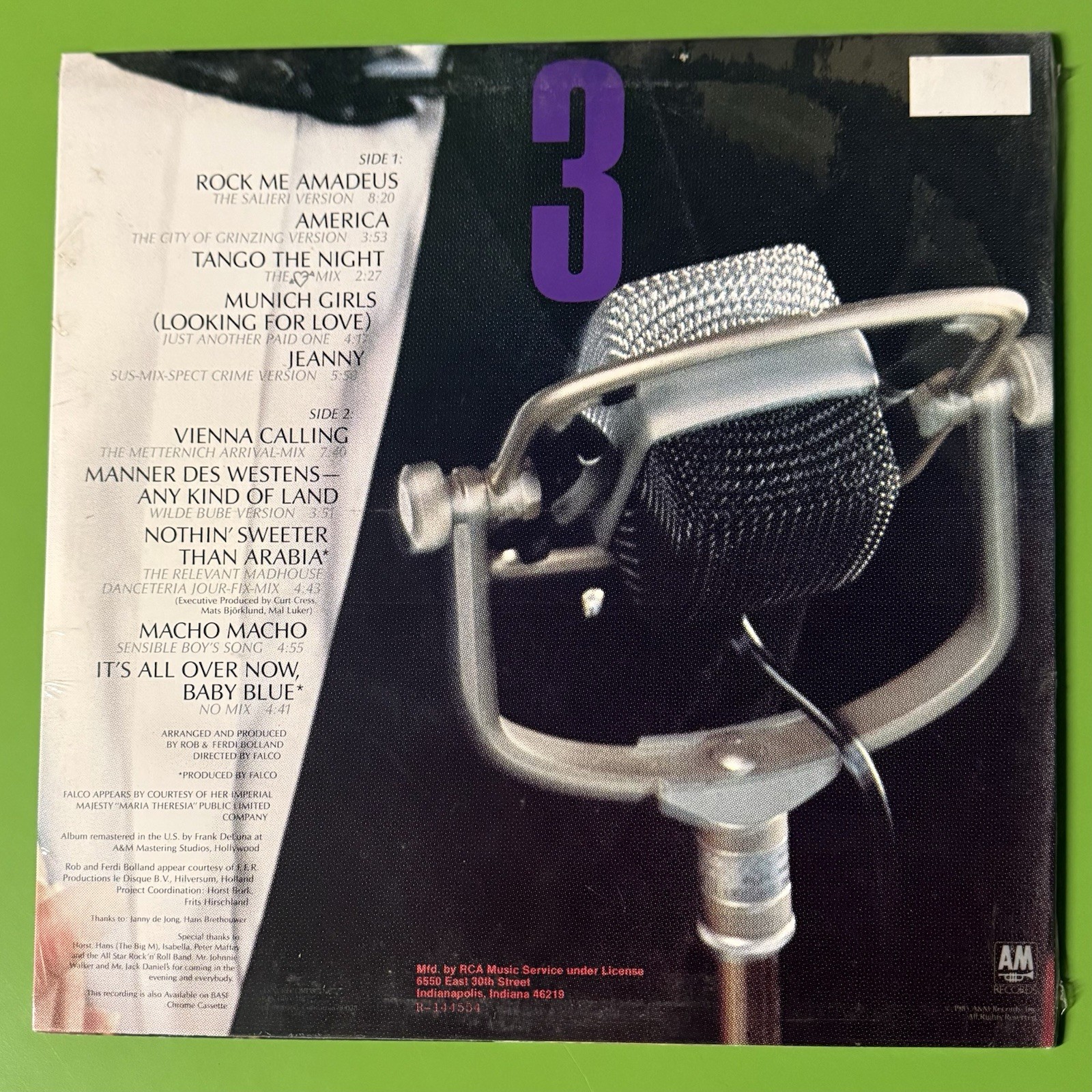 Falco ‎– Falco 3 LP Sealed RCA Club Vinyl Electronic Rock Pop 80s Synth A&M New