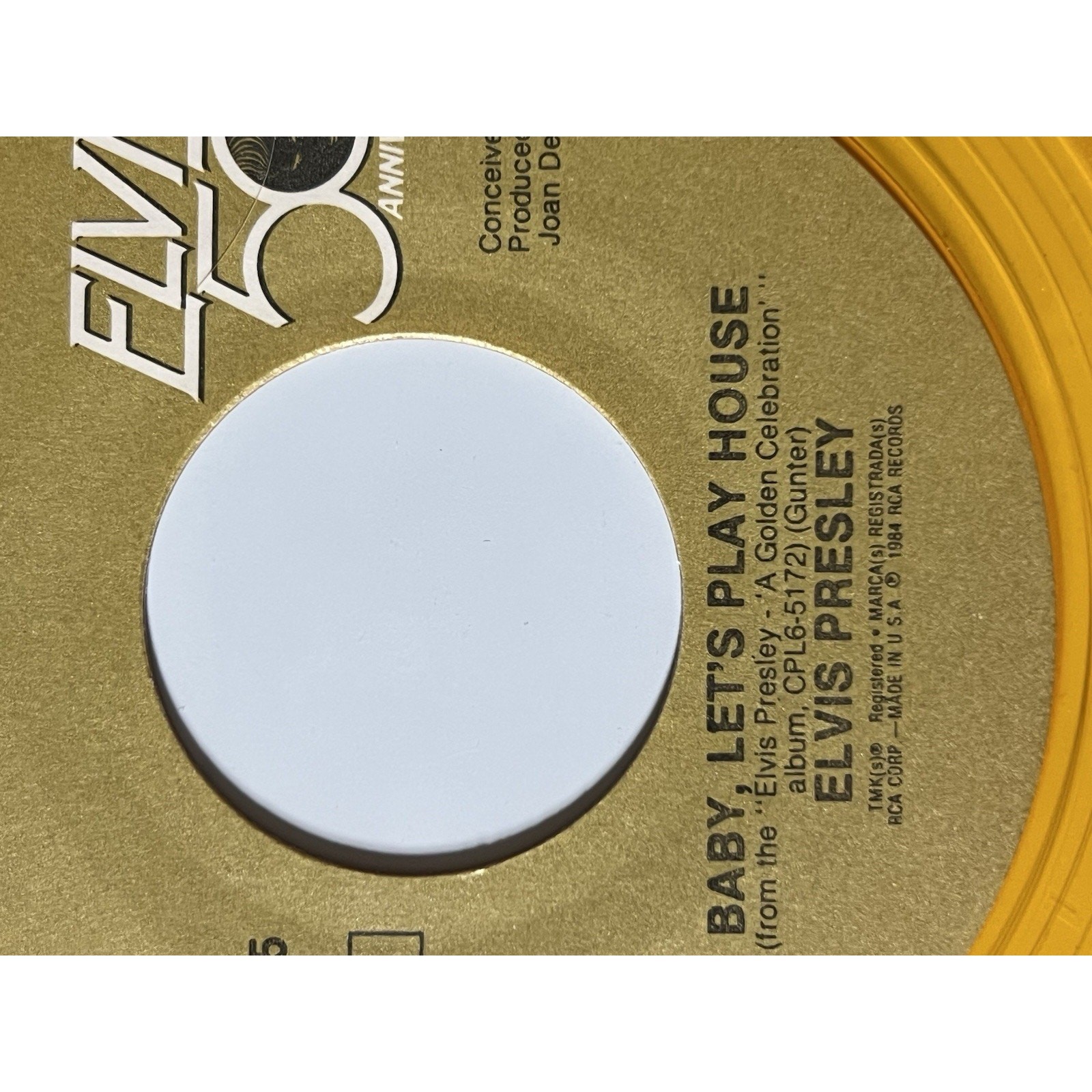 Elvis Presley – Baby, Let’s Play House/Hound Dog 50th Ann 7″ 45 Yellow 4 pc