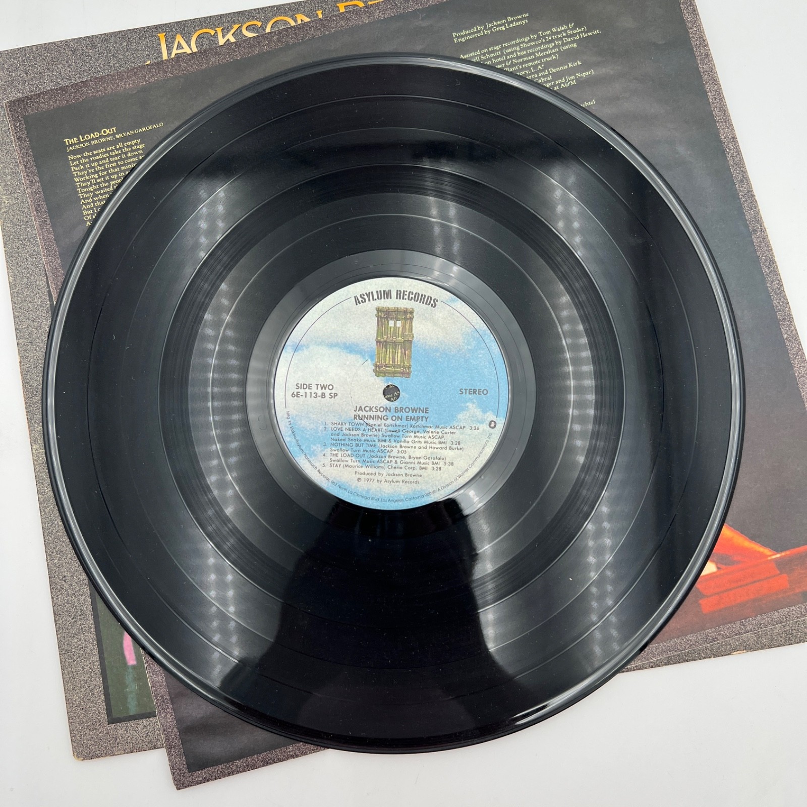 Jackson Browne – Running on Empty LP 1977 Asylum 6E-113 SP Vinyl + Inner Sleeve