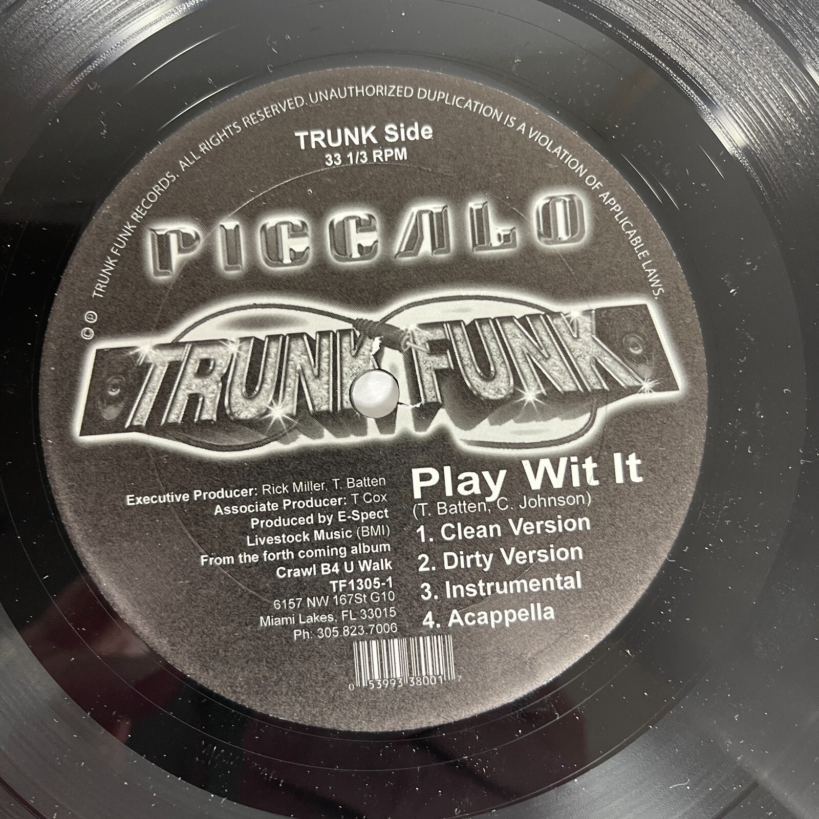 Piccalo – Play Wit It / No Brakes Vinyl, 12″ 2002 Trunk Funk Records – TF1305-1