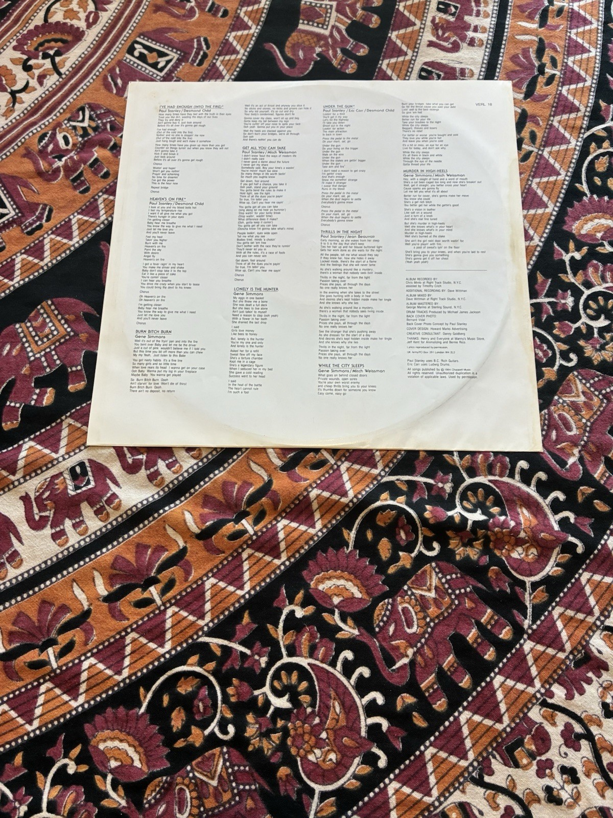 Kiss ‎Animalize UK 1984 Vinyl Vertigo