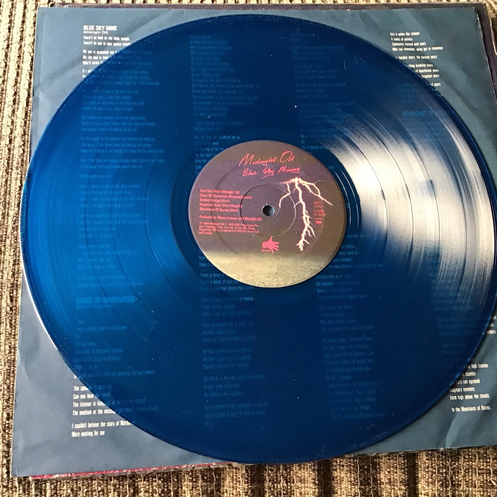 MIDNIGHT OIL BLUE SKY MINING OOP 1990 LP LIMITED EDITION BLUE VINYL COLUMBIA