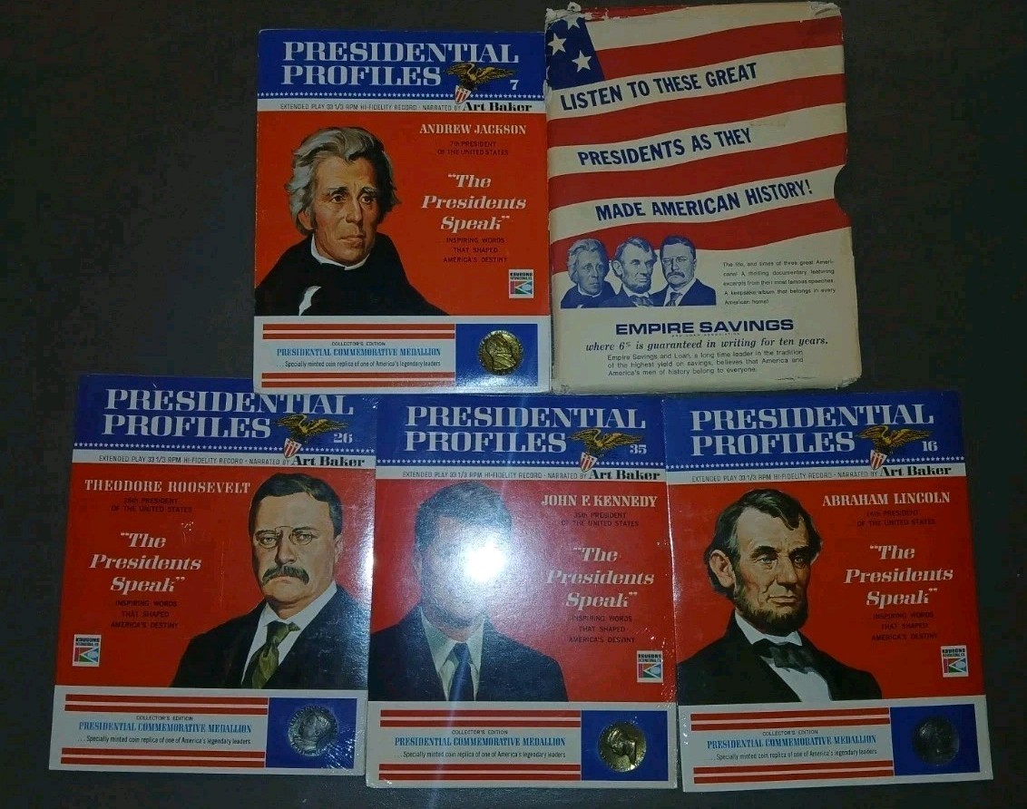 Presidential Profiles Lincoln Roosevelt Kennedy Jackson Speaks Vinyl + Medallion