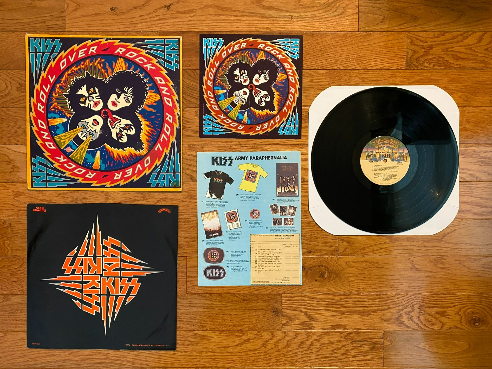 Kiss – Rock and Roll Over LP Casablanca 1977 Pressing w/ Stickers & Mdse Insert