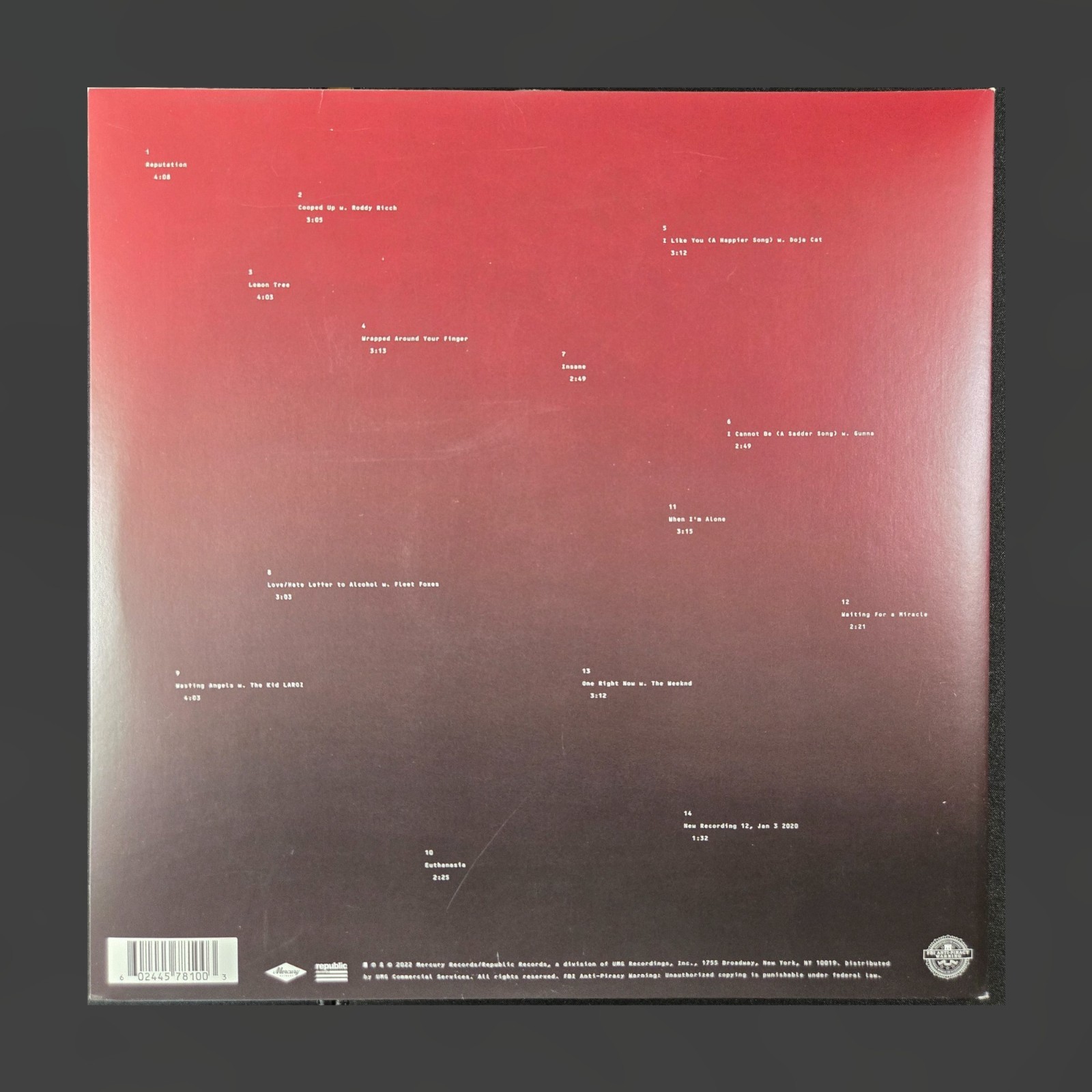 Post Malone Twelve Carat Toothache Walmart Exclusive Sky Blue Vinyl 2LP Gatefold
